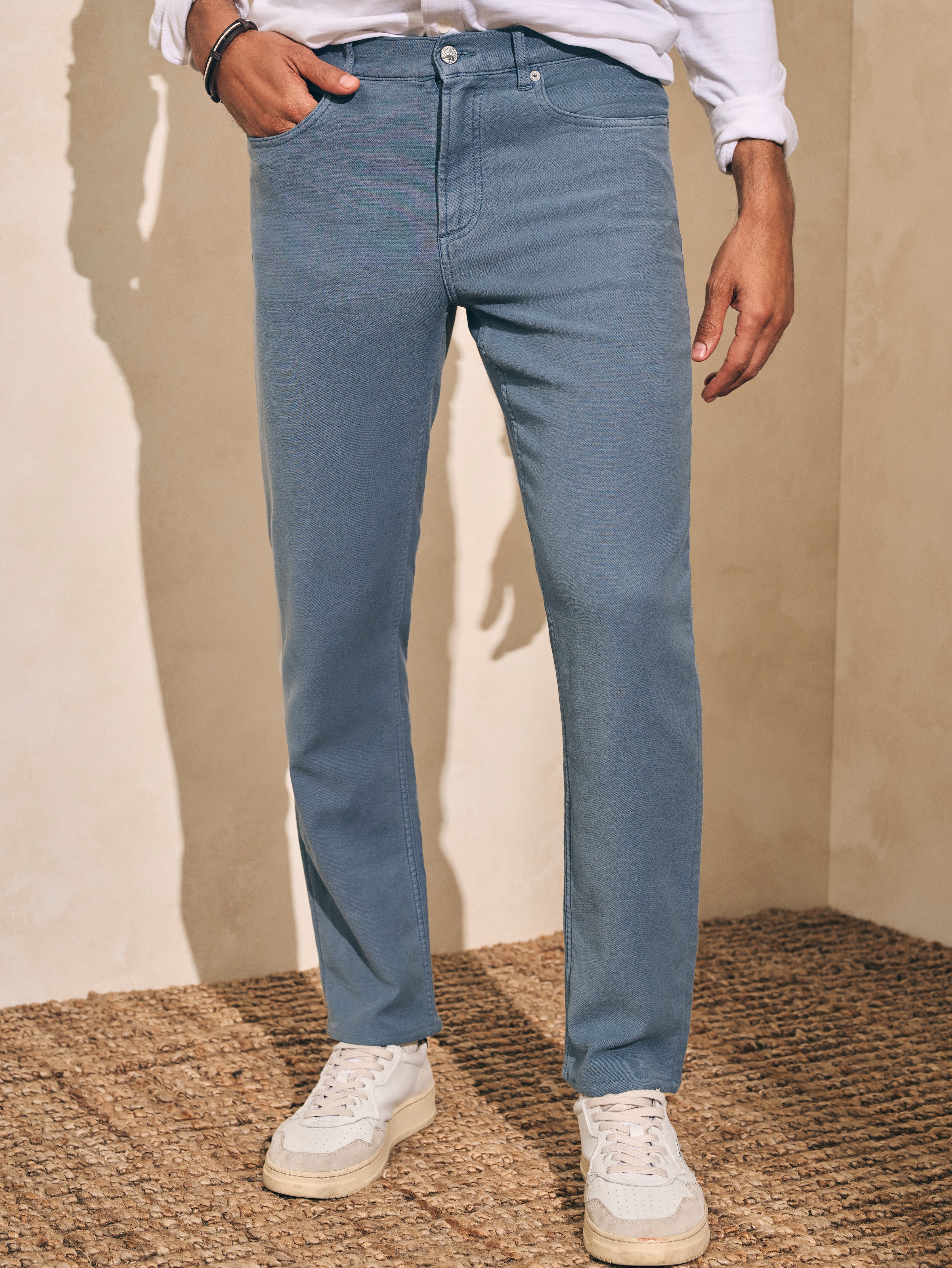 Stretch Terry 5-Pocket (32" Inseam) - Faded Ocean