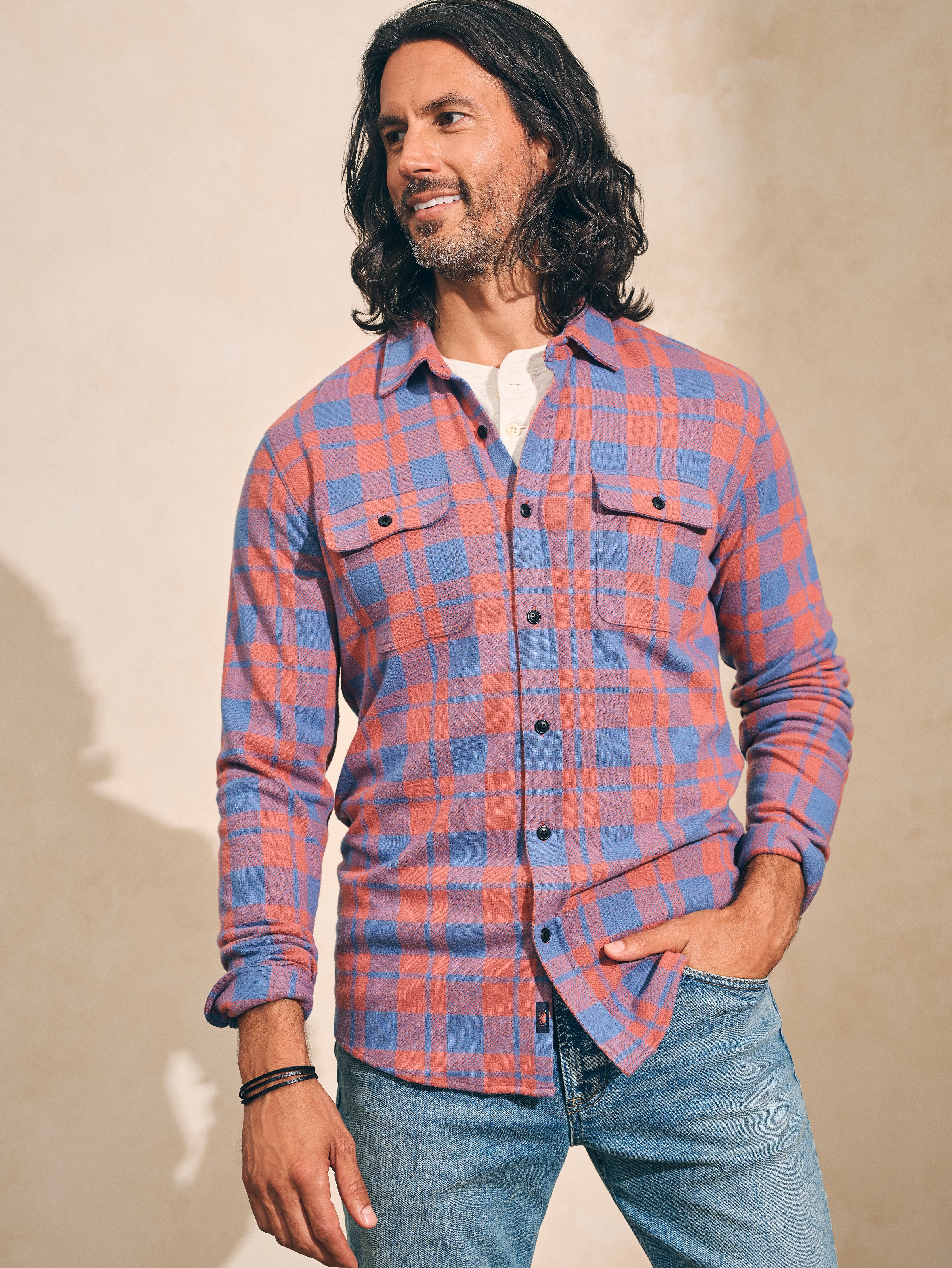 Legend™ Sweater Shirt - Rose Blue Check