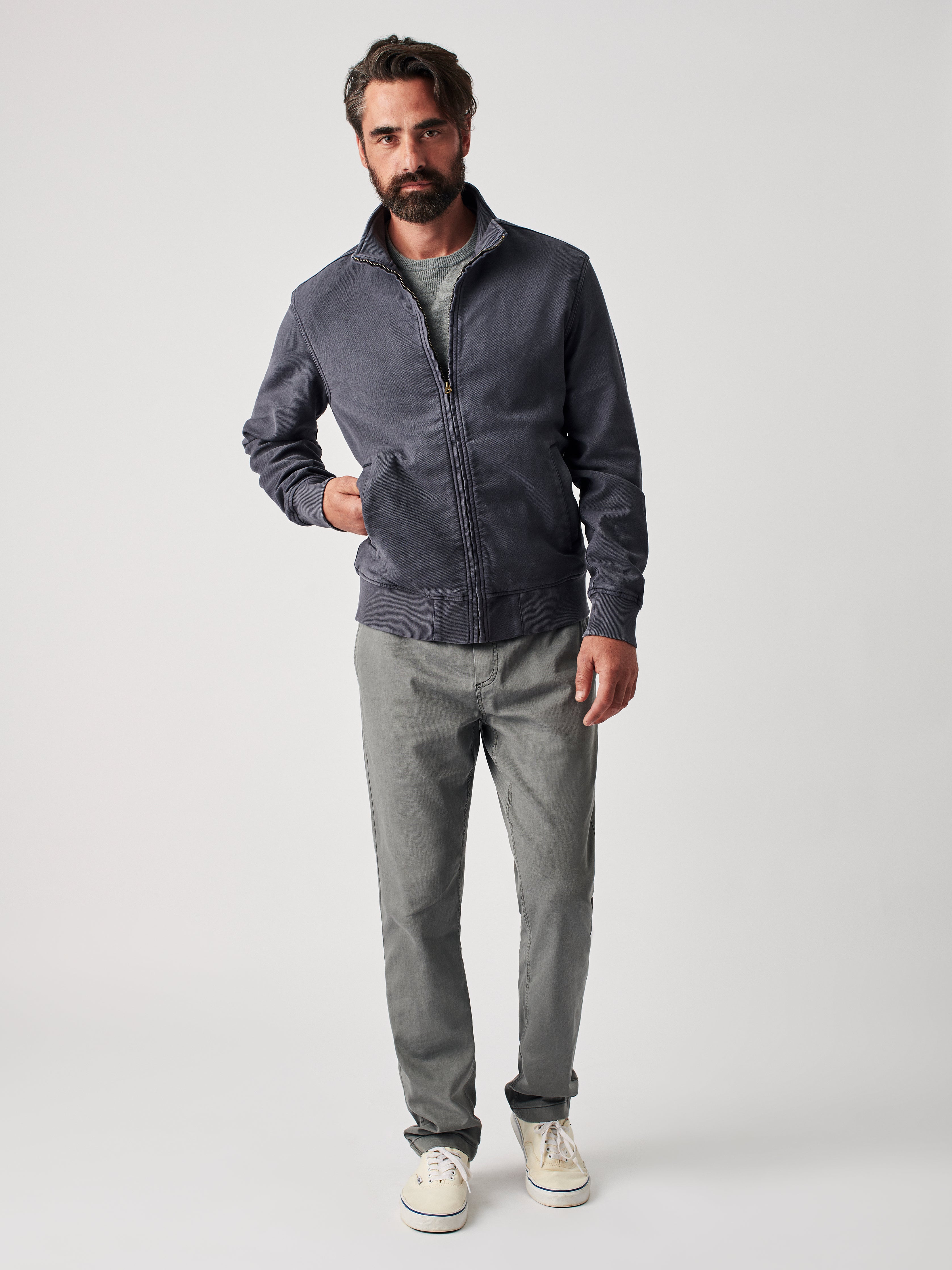 Stretch Terry Tanker Jacket - Navy