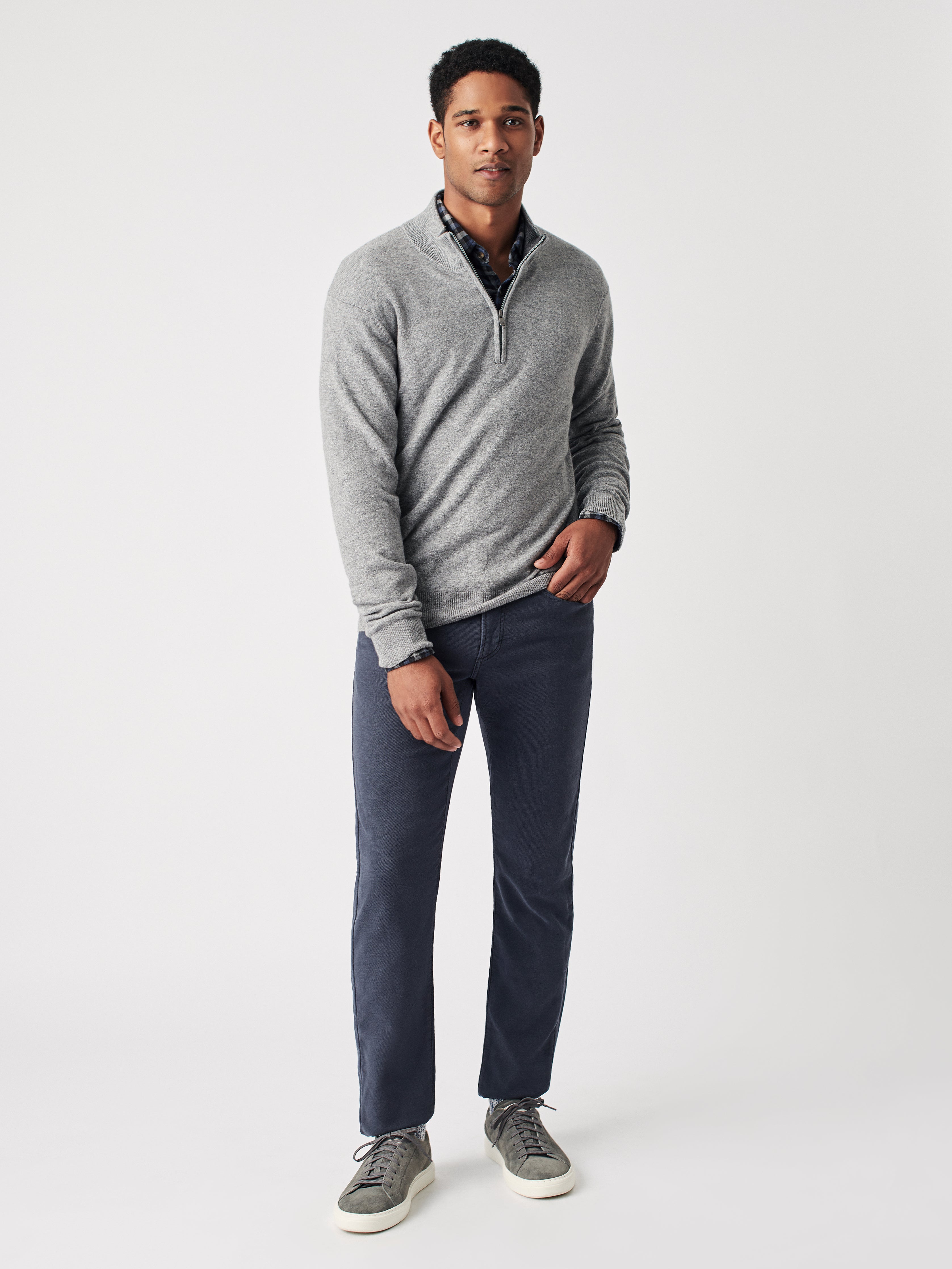 Jackson Quarter Zip Sweater - Light Grey Heather