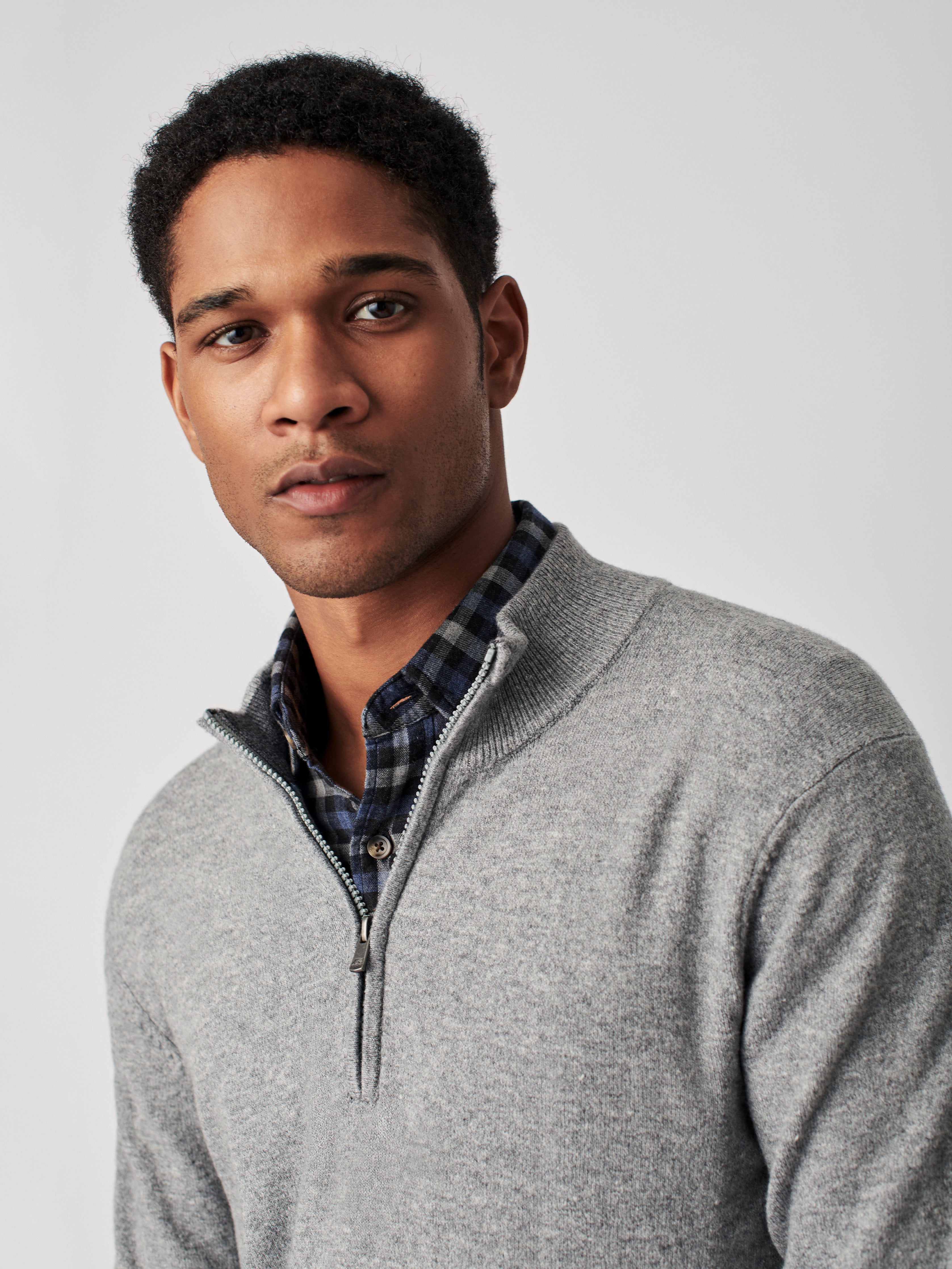 Jackson Quarter Zip Sweater - Light Grey Heather