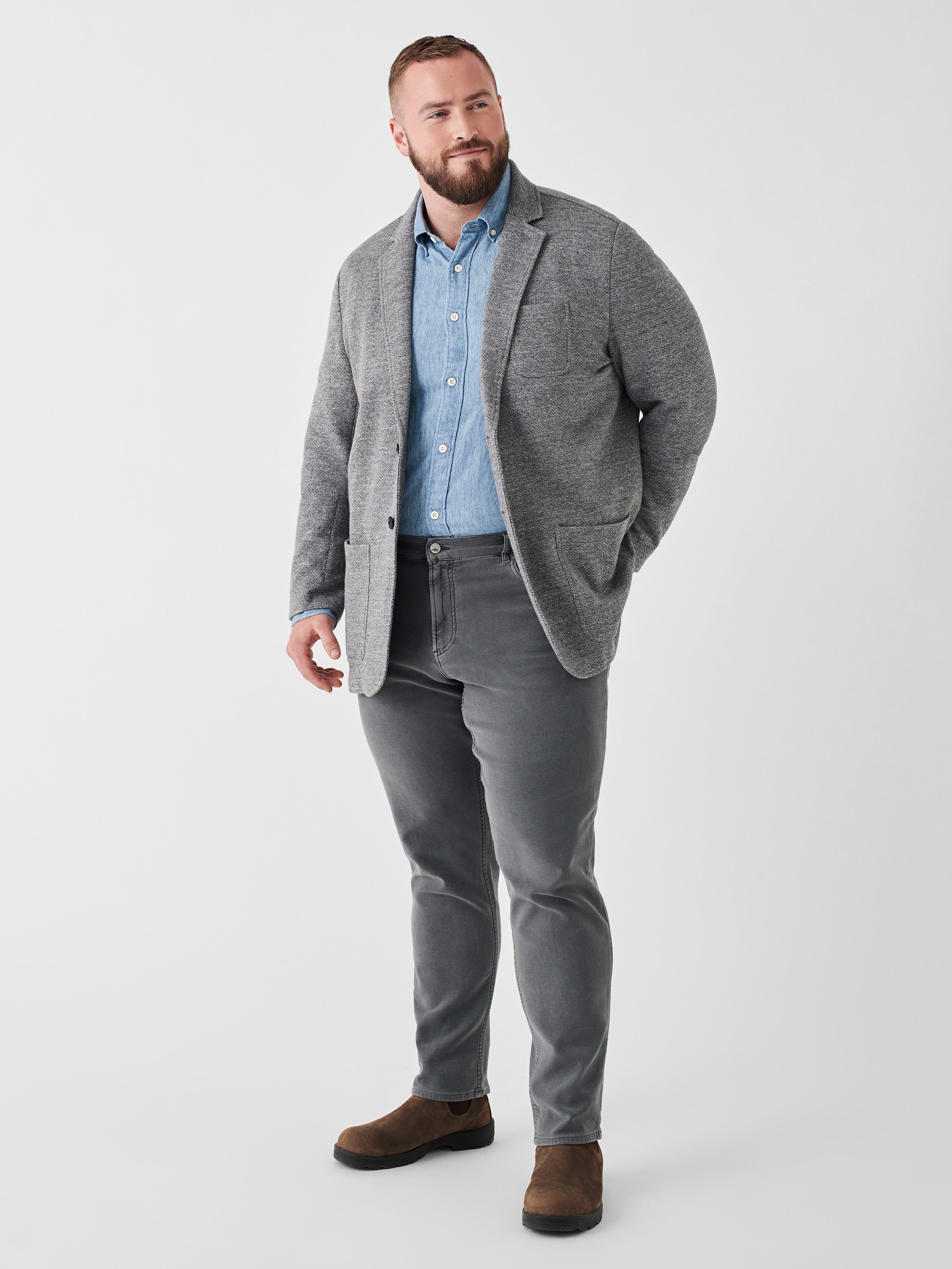 Inlet Knit Blazer - Medium Grey Melange