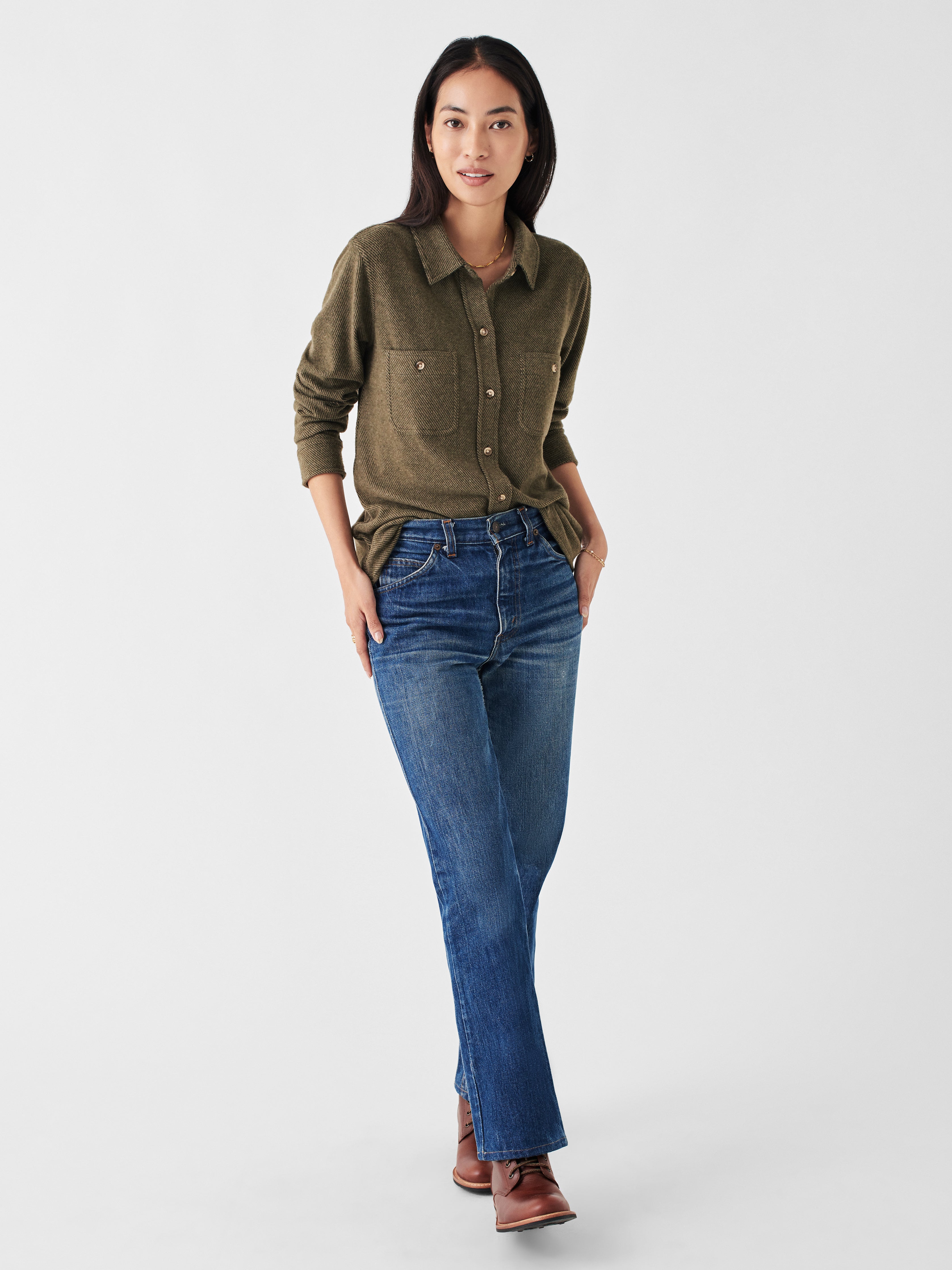 Legend™ Sweater Shirt - Olive Melange Twill