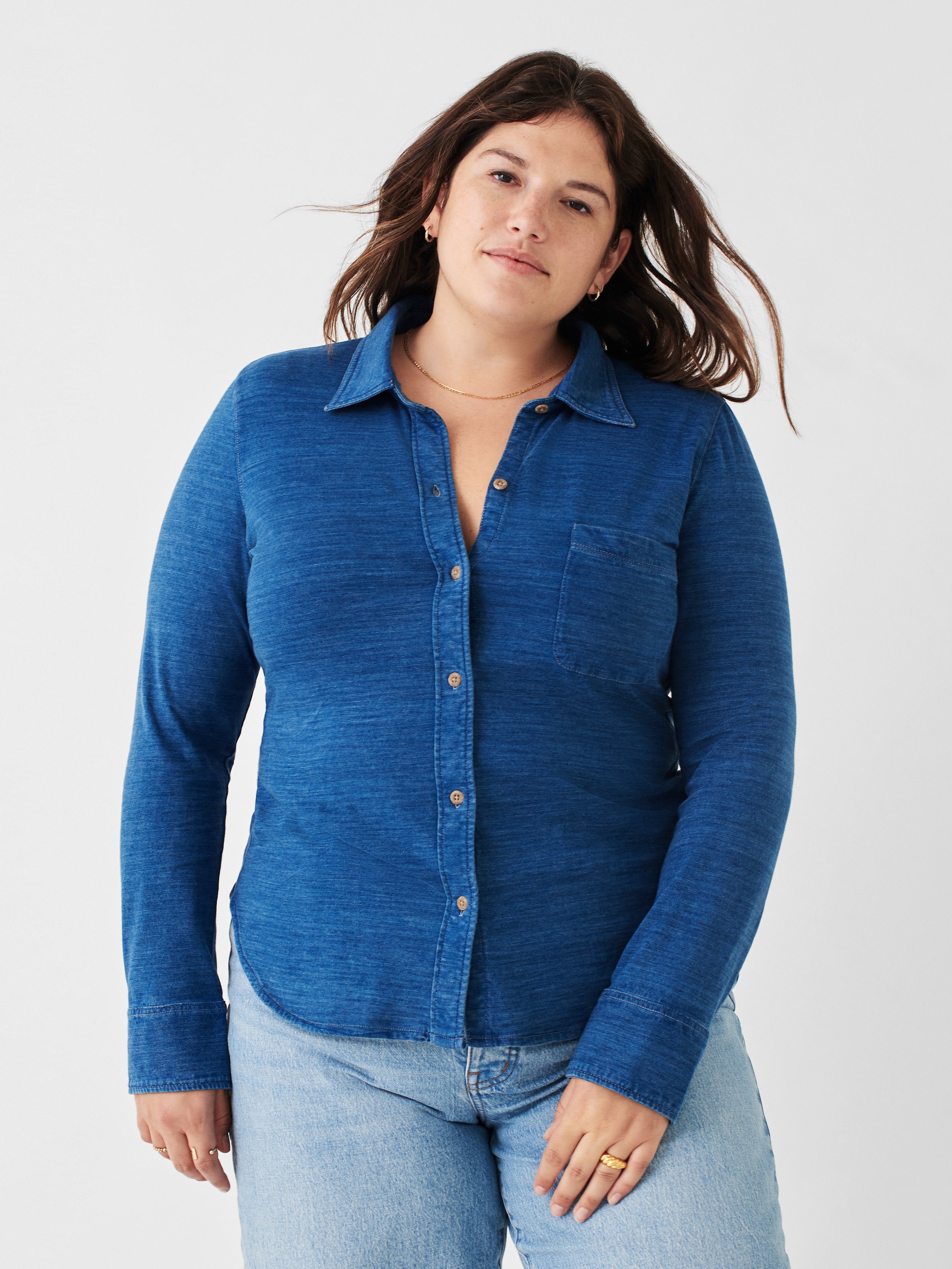 Sunwashed Knit Shirt - Medium Indigo Wash
