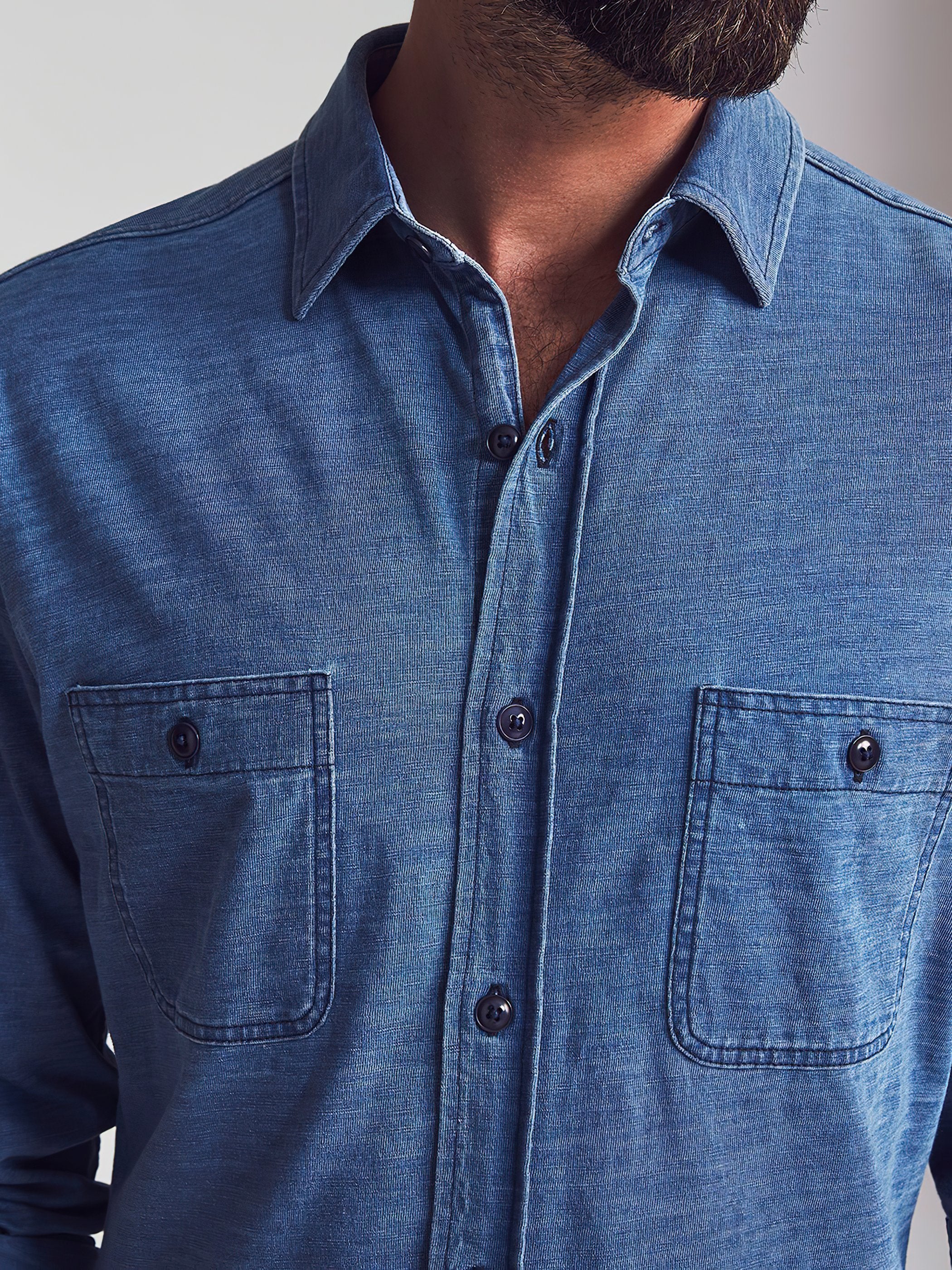 Sunwashed Knit Shirt - Medium Indigo Wash