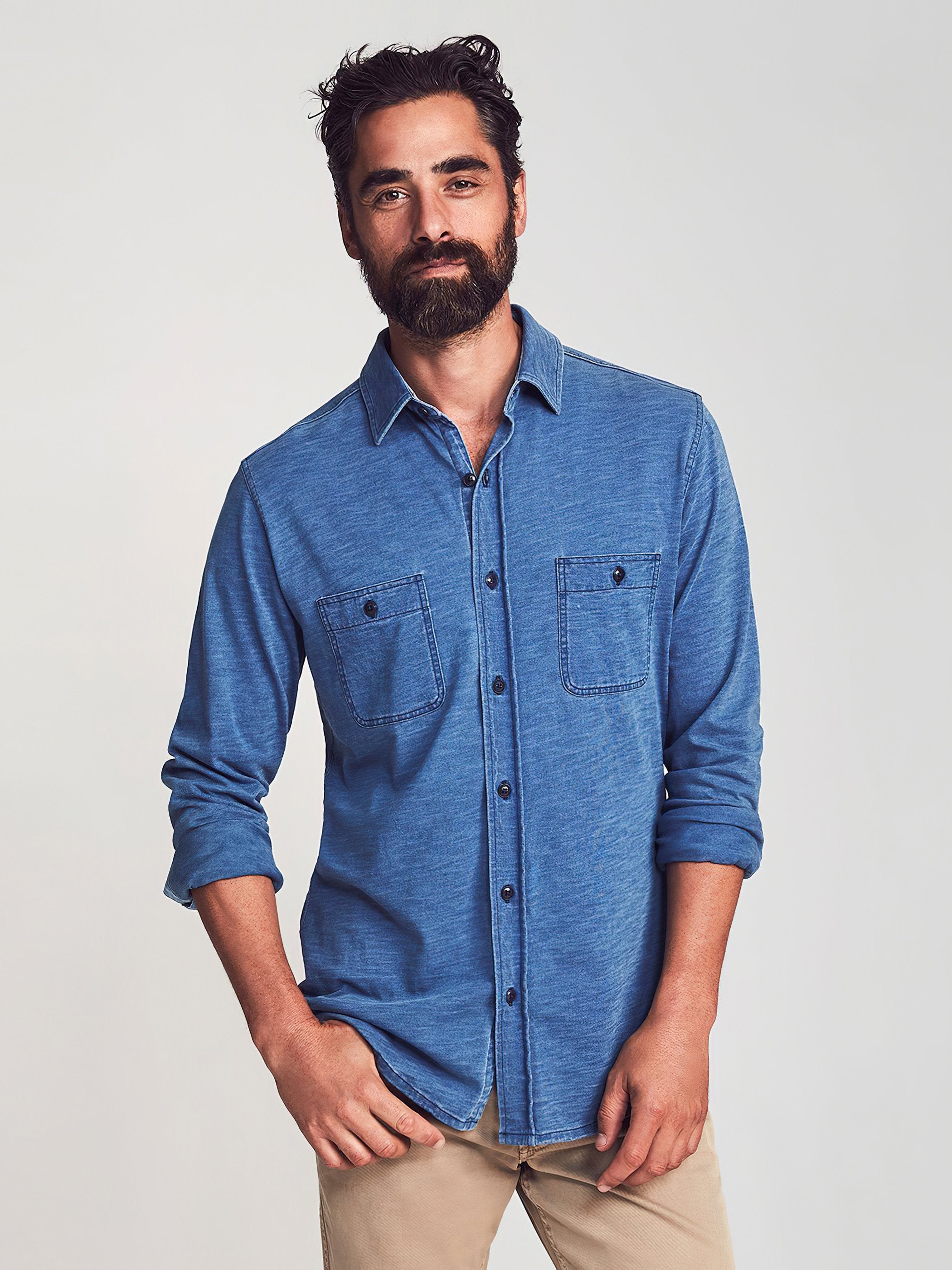Sunwashed Knit Shirt - Medium Indigo Wash