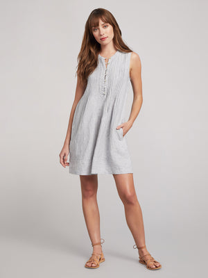 Isha Dress - Blue Mini Stripe