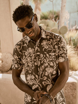 Short-Sleeve Knit Seasons Shirt - Cream Ash Floral