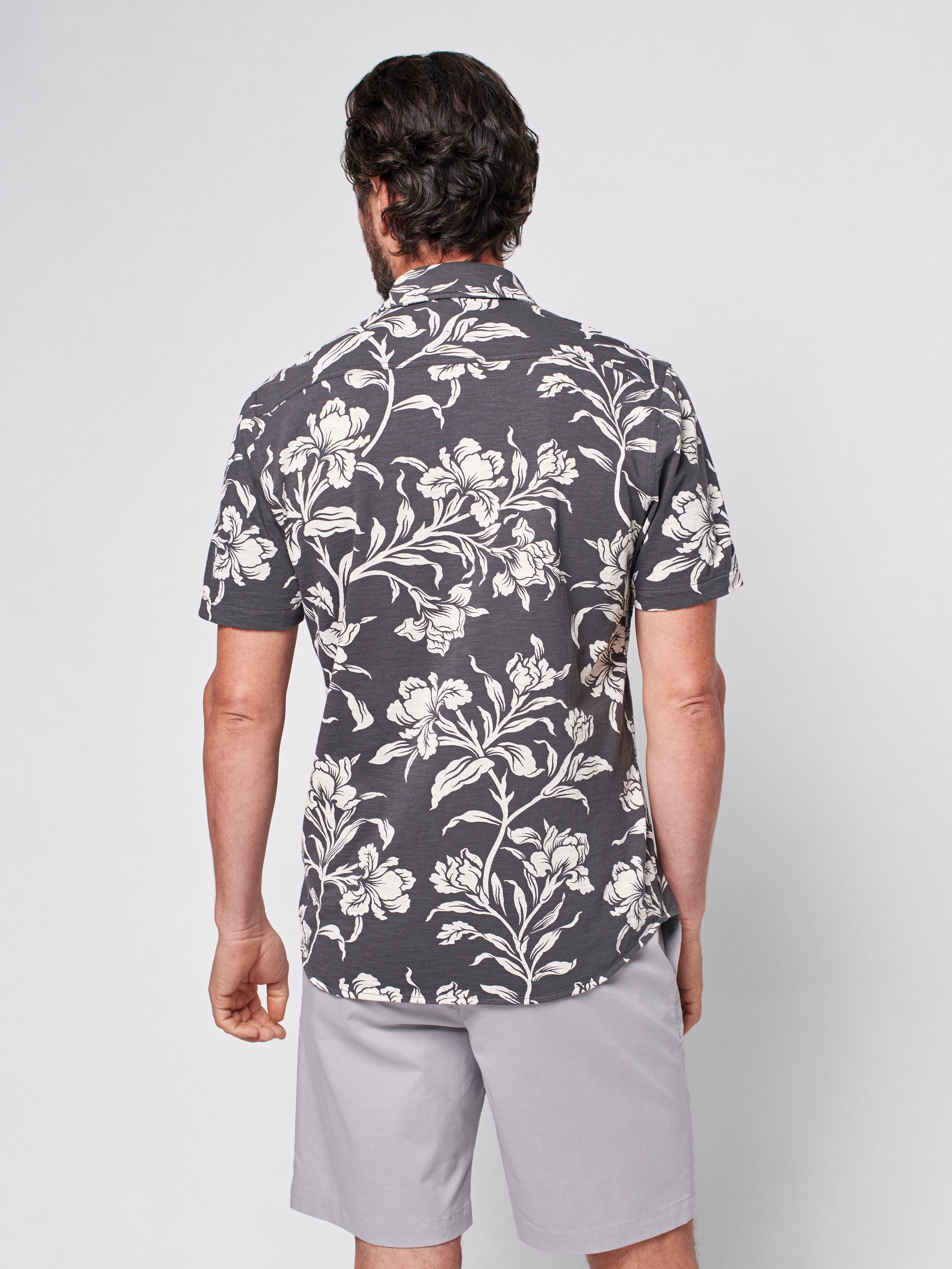 Short-Sleeve Knit Seasons Shirt - Cream Ash Floral