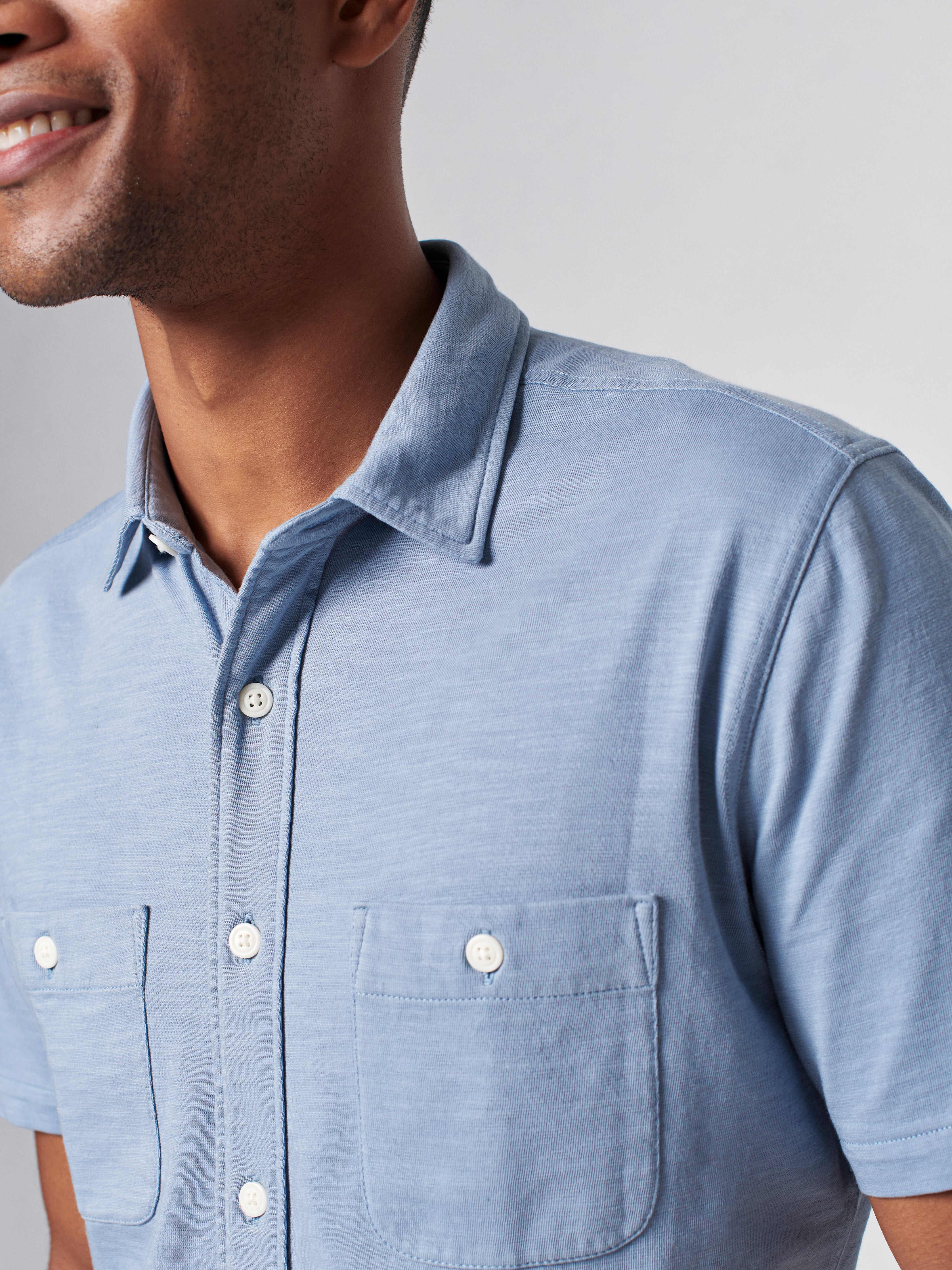 Short-Sleeve Knit Seasons Shirt - Mariner Blue