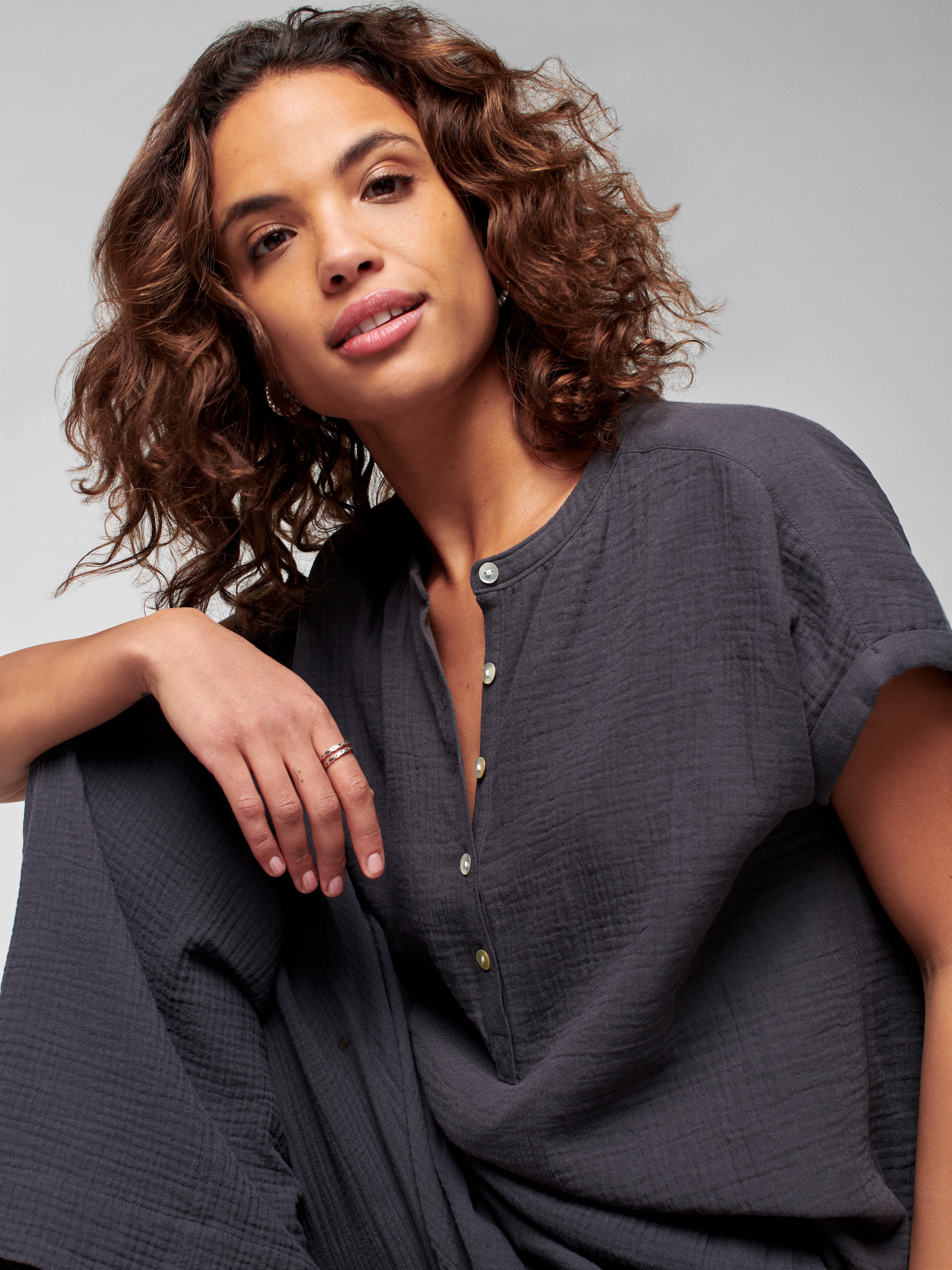Dream Cotton Gauze Desmond Top - Washed Black