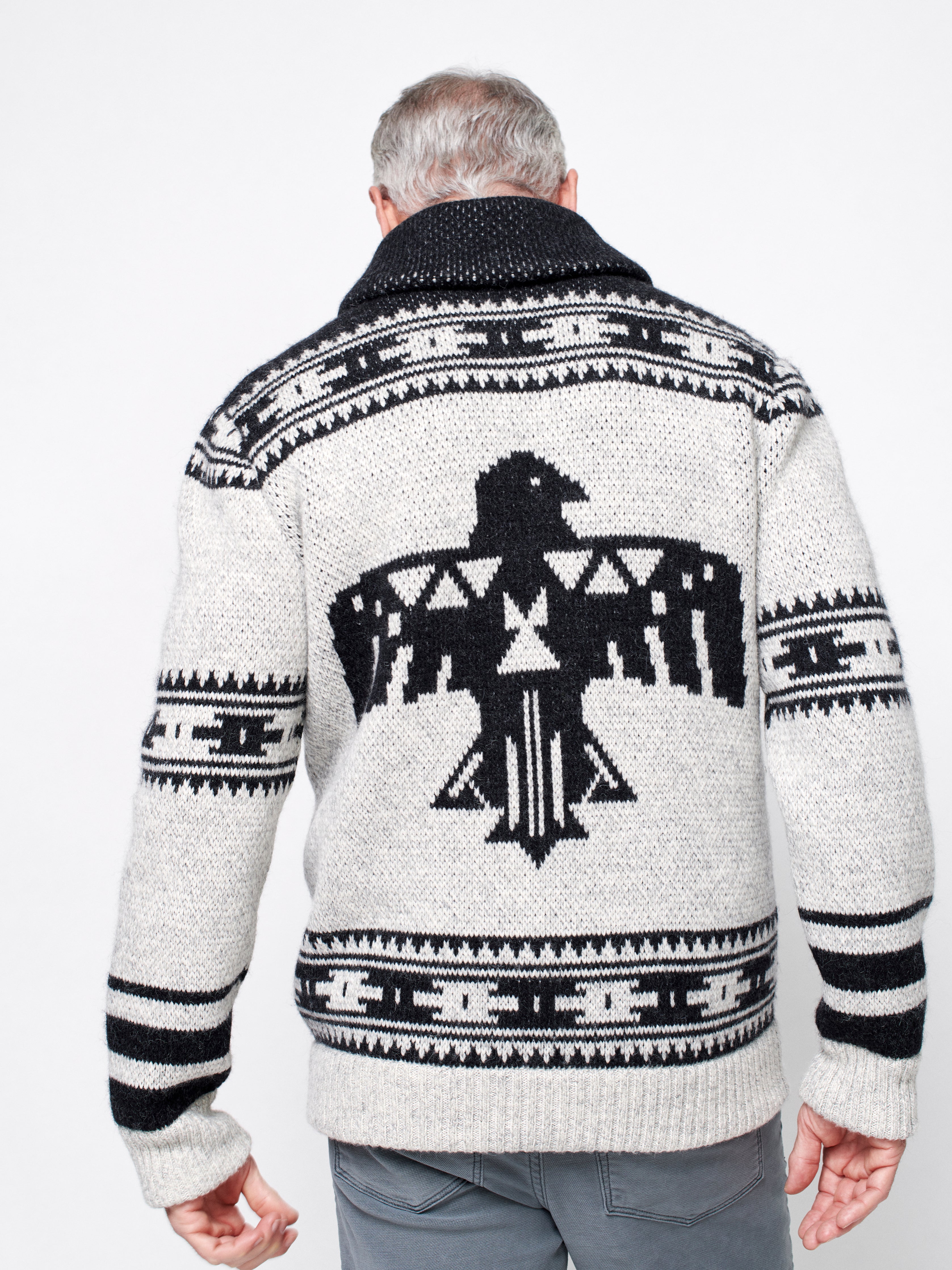 SPJ Thunderbird Zip Cardigan - Black/Ivory Thunderbird