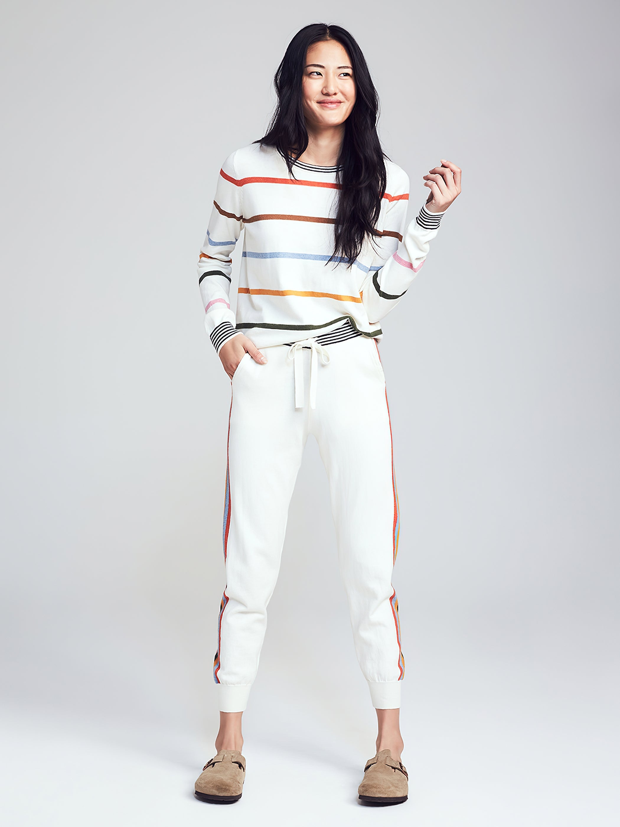 Surf Sweater Jogger - Ivory Stripe