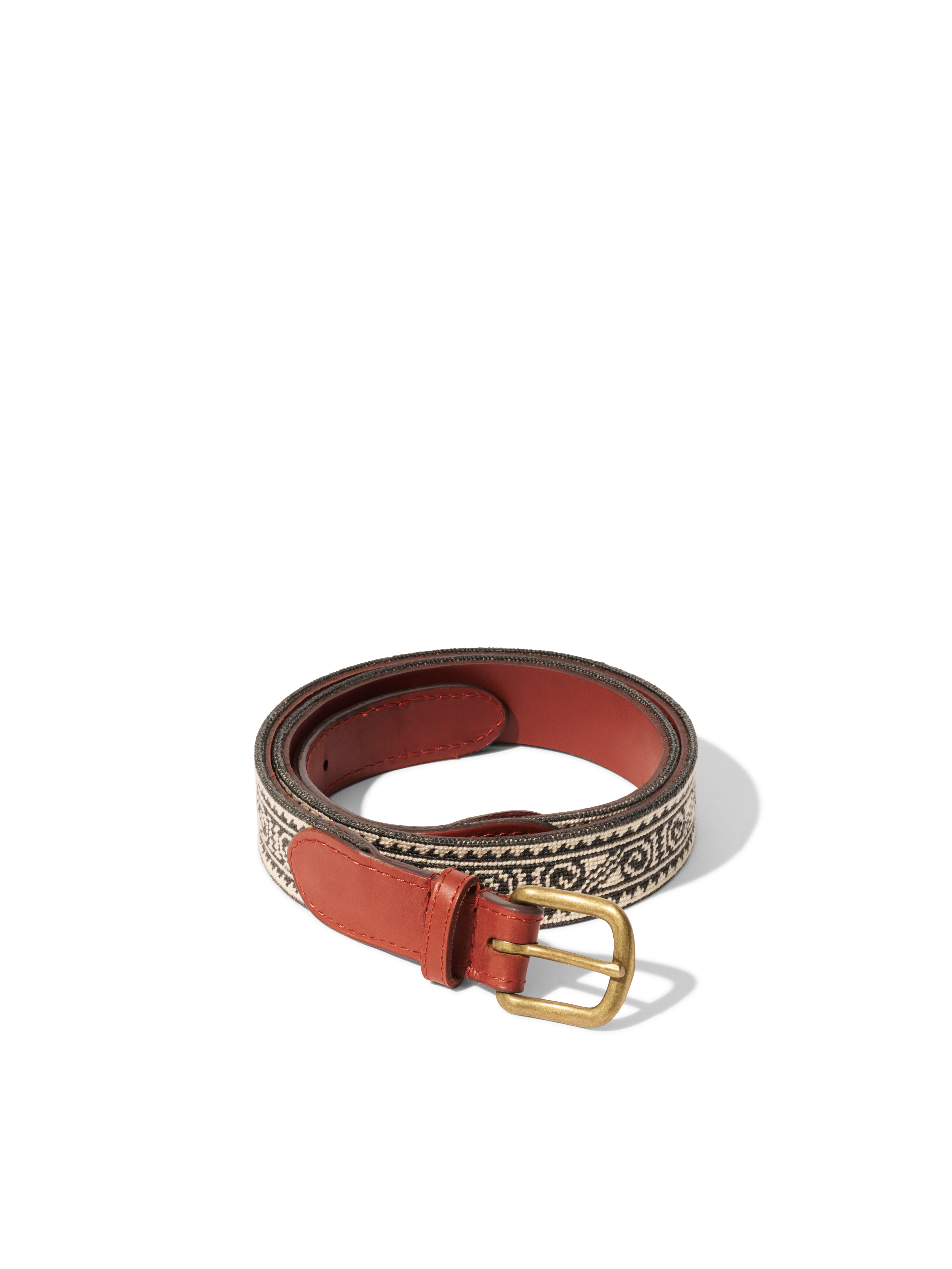 Steven Paul Judd Chahta Embroidered Belt - Charcoal Coiled Snake