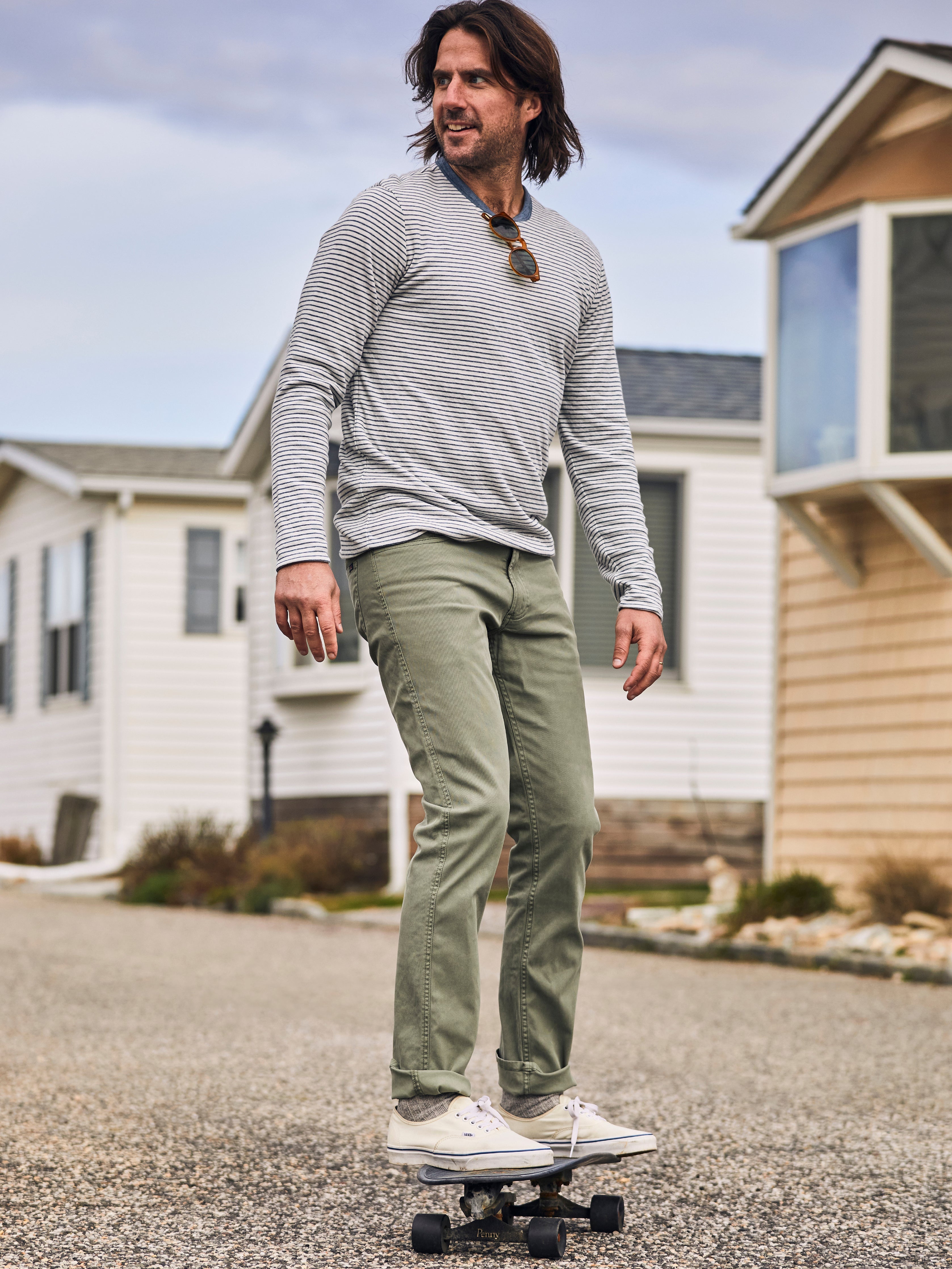 Stretch Terry 5-Pocket (30" Inseam) - Faded Olive