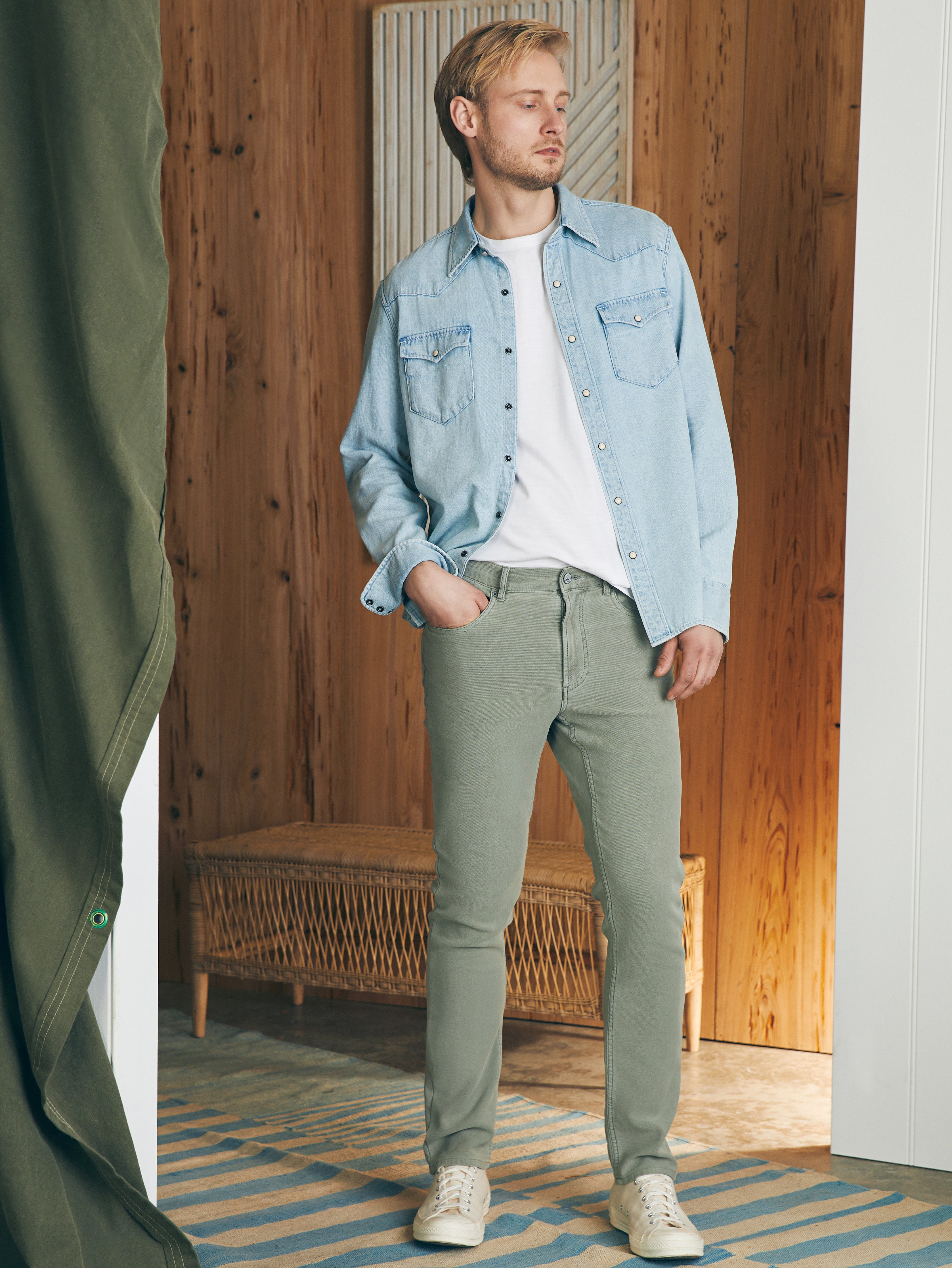 Stretch Terry 5-Pocket Pant - Faded Olive