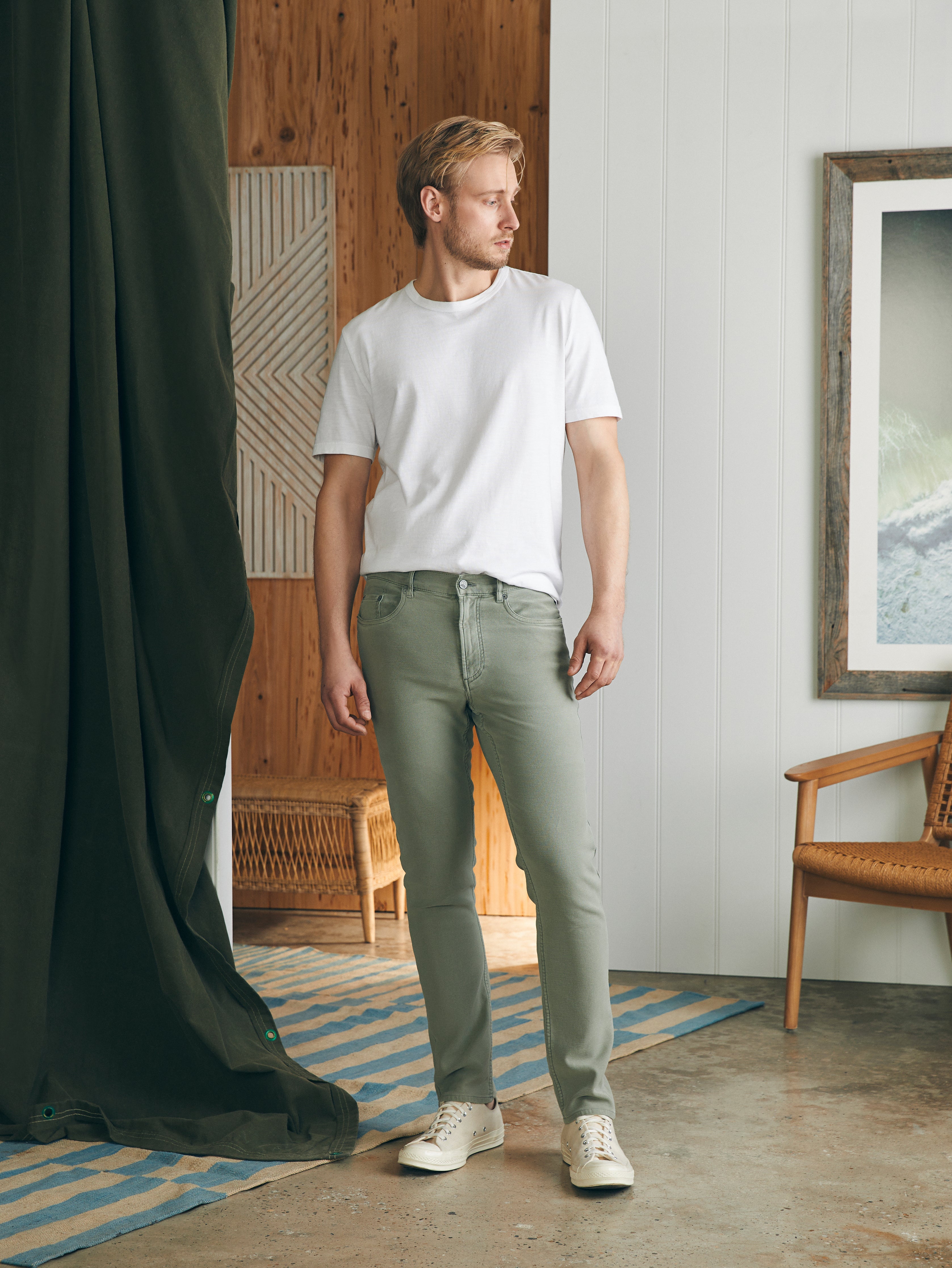 Stretch Terry 5-Pocket Pant - Faded Olive