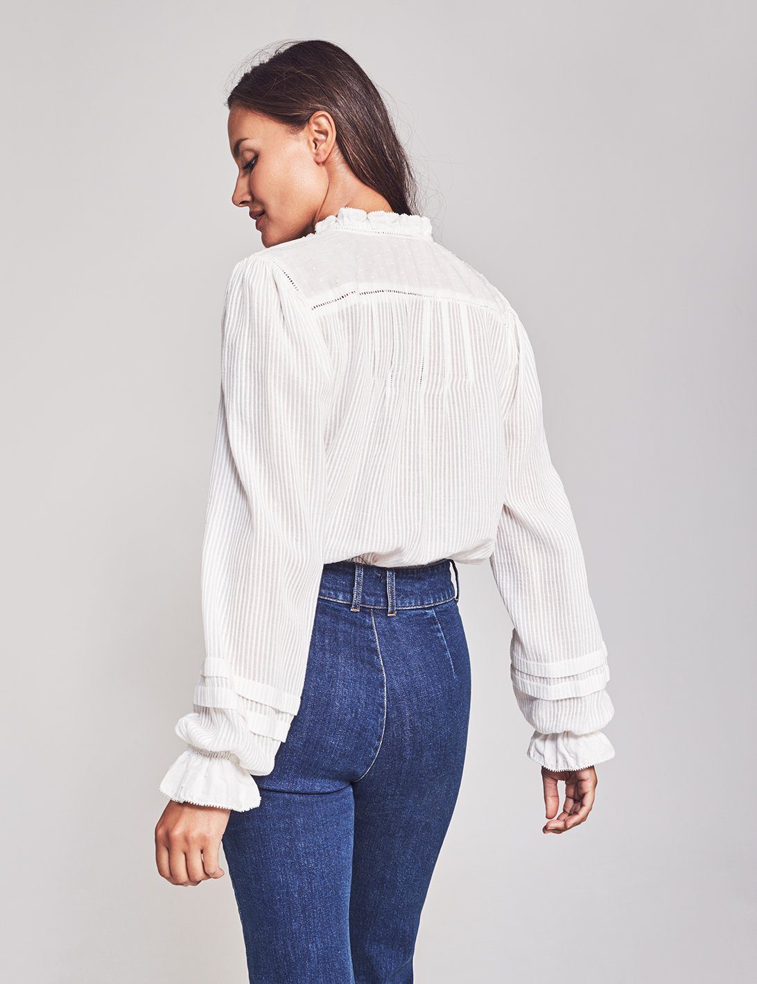 Willa Cotton Dobby Top - White