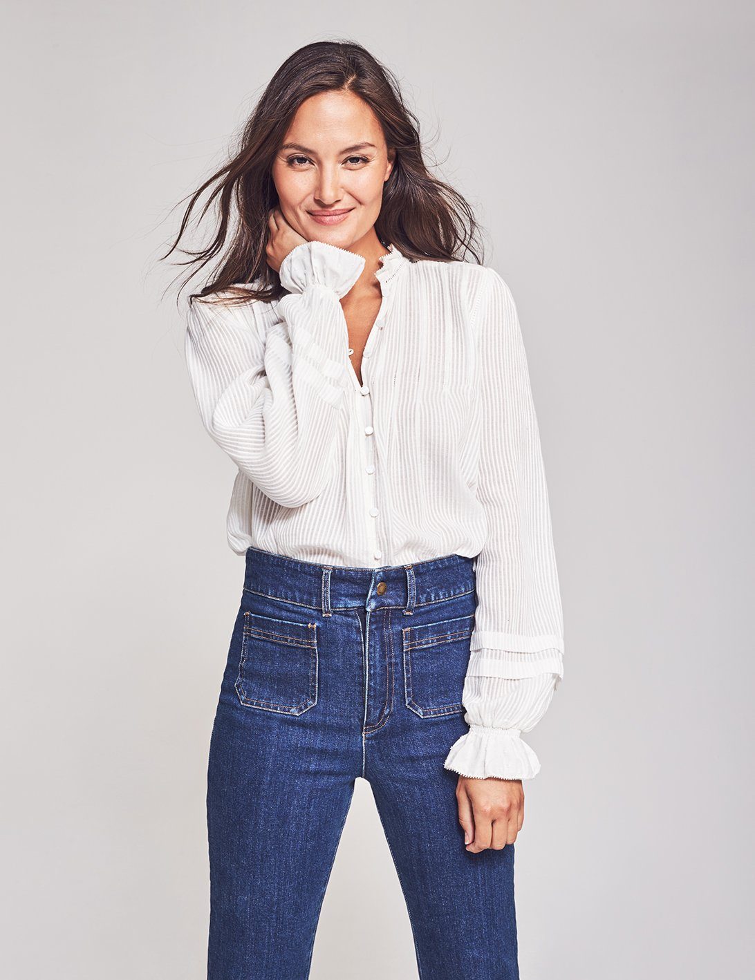 Willa Cotton Dobby Top - White