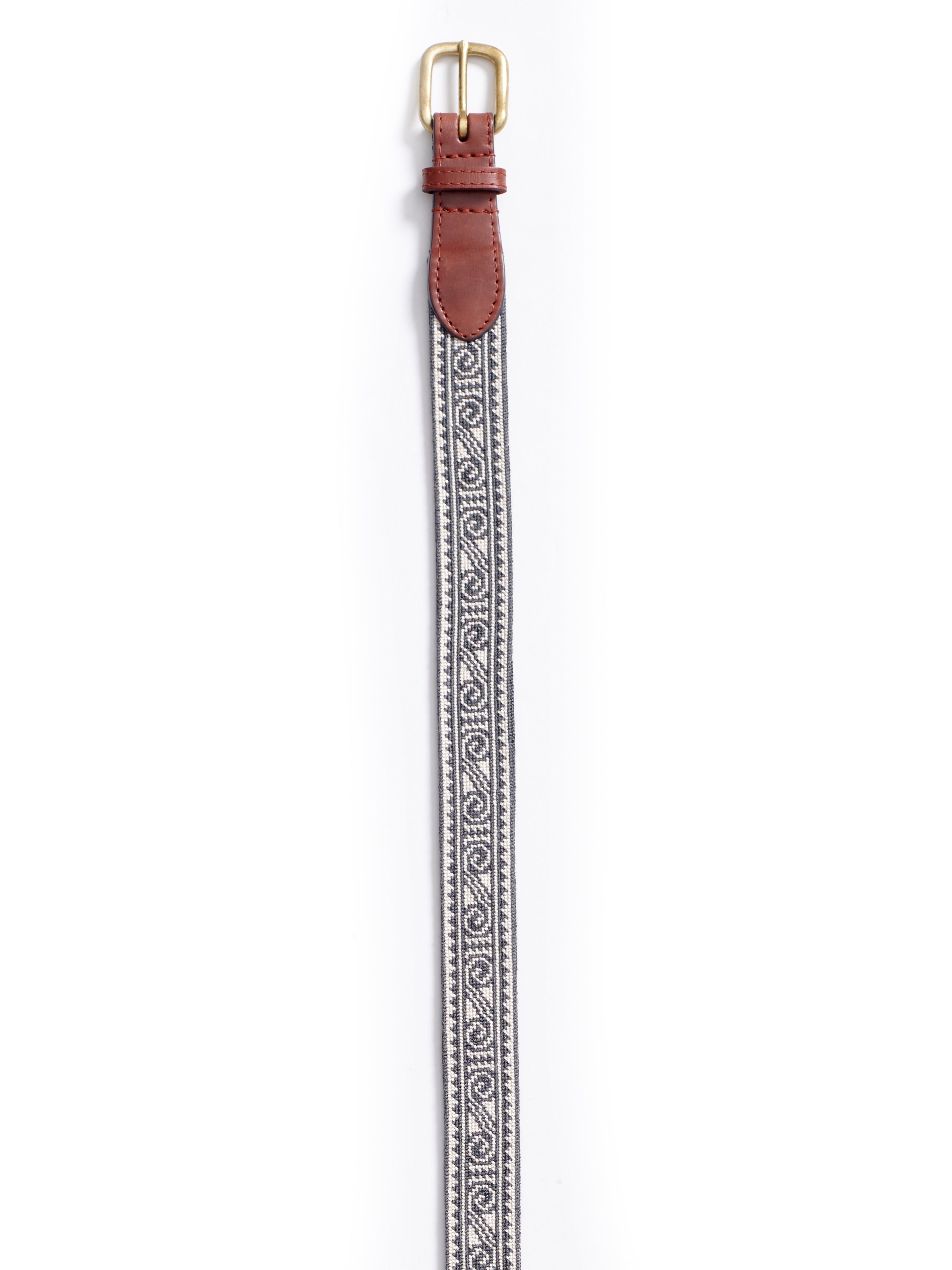 Steven Paul Judd Chahta Embroidered Belt - Charcoal Coiled Snake