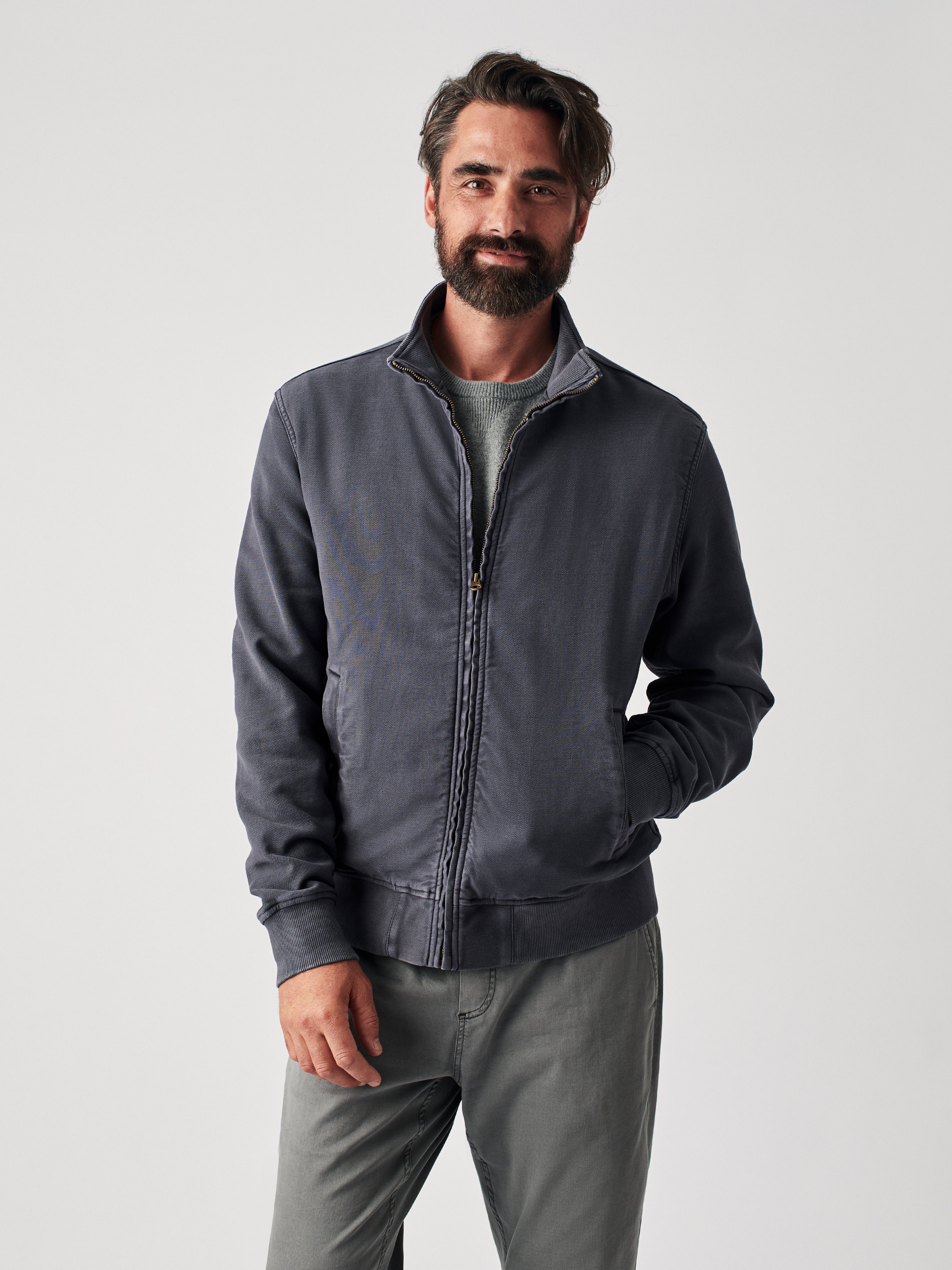 Stretch Terry Tanker Jacket - Navy