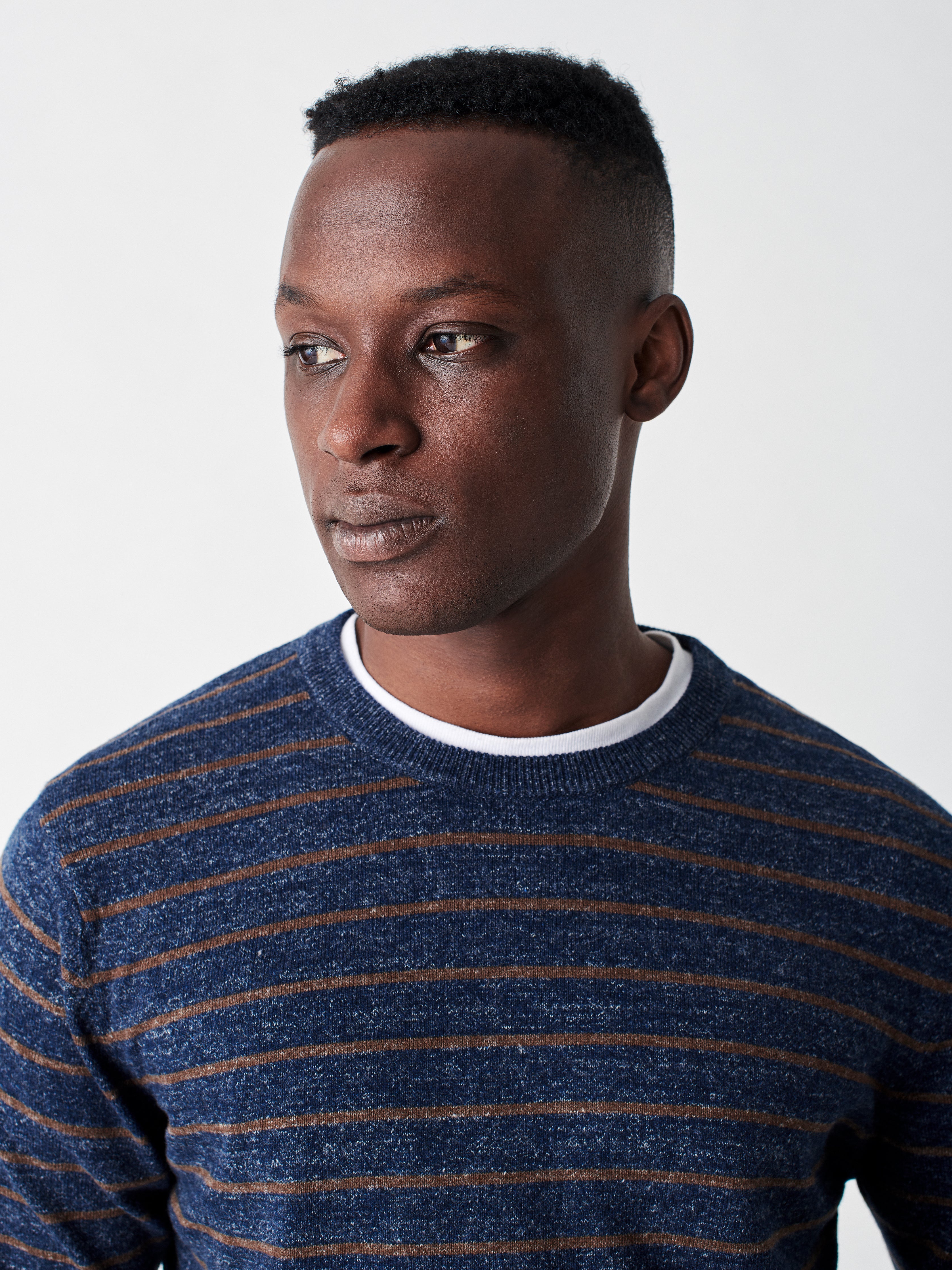 Striped Sconset Crew - Navy/Chestnut Stripe