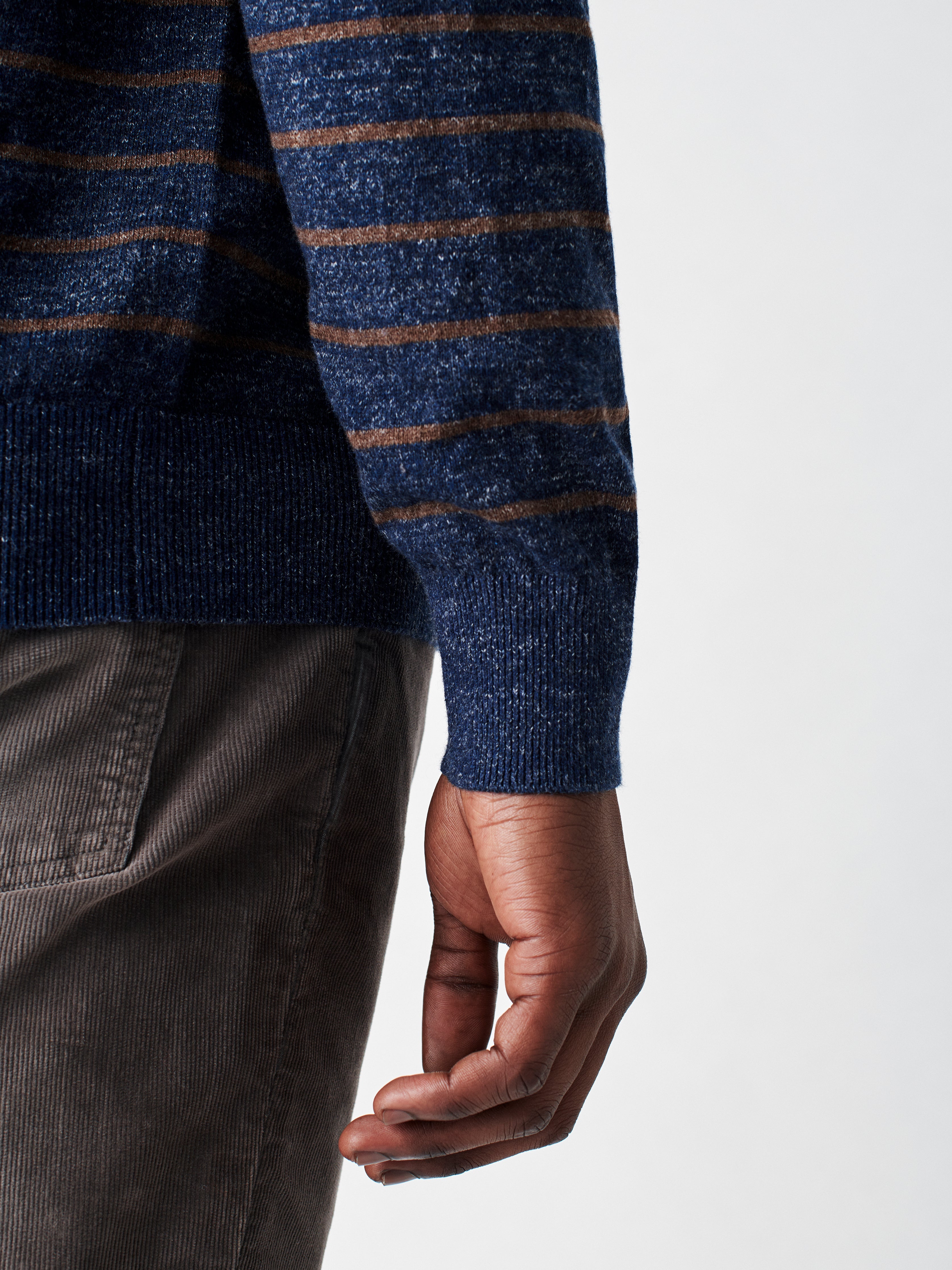 Striped Sconset Crew - Navy/Chestnut Stripe