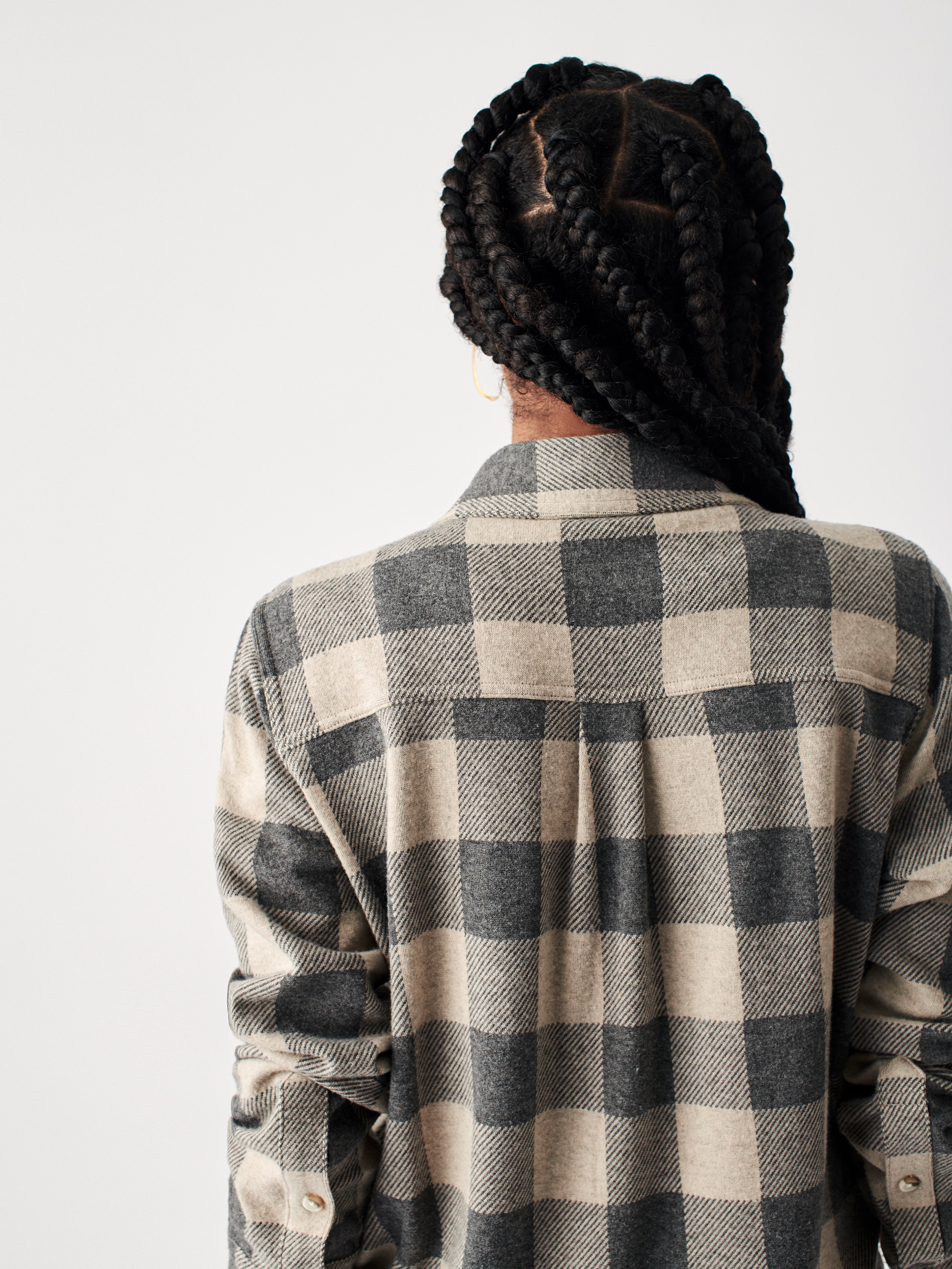 Legend™ Sweater Shirt - Tan Charcoal Buffalo Check