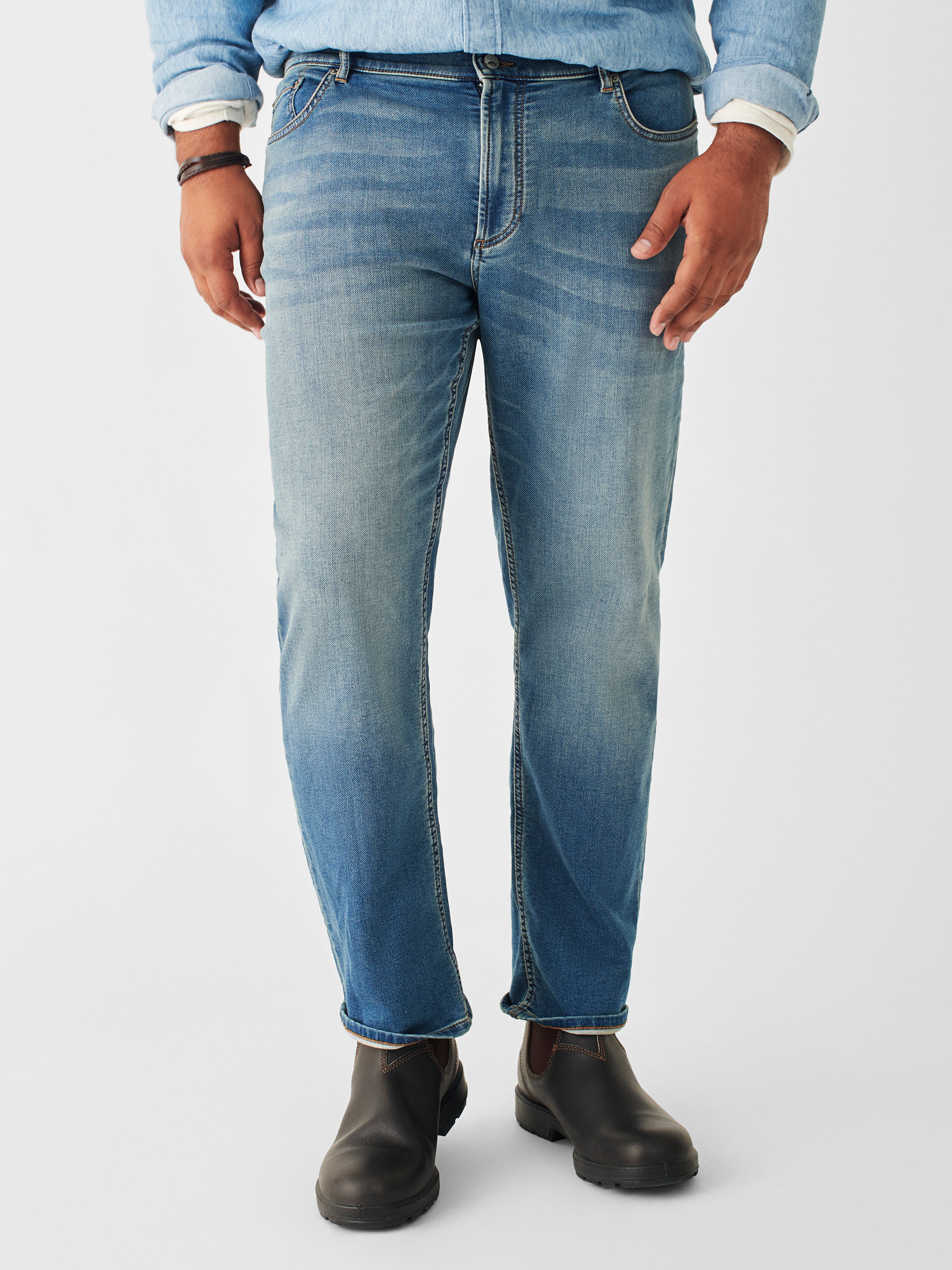 Stretch Terry Indigo 5-Pocket (32" Inseam) - Easton Wash