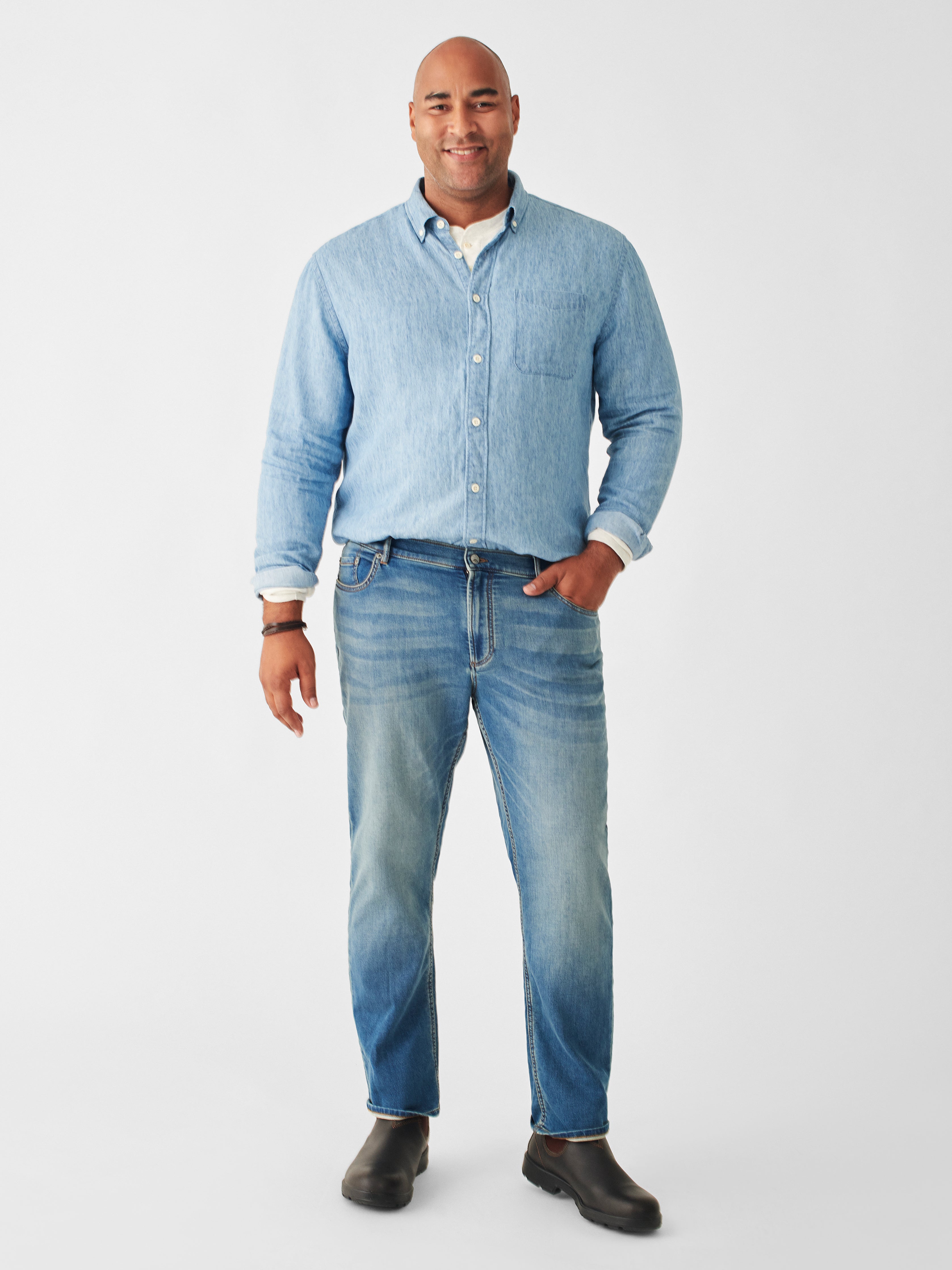 Stretch Terry Indigo 5-Pocket (32" Inseam) - Easton Wash