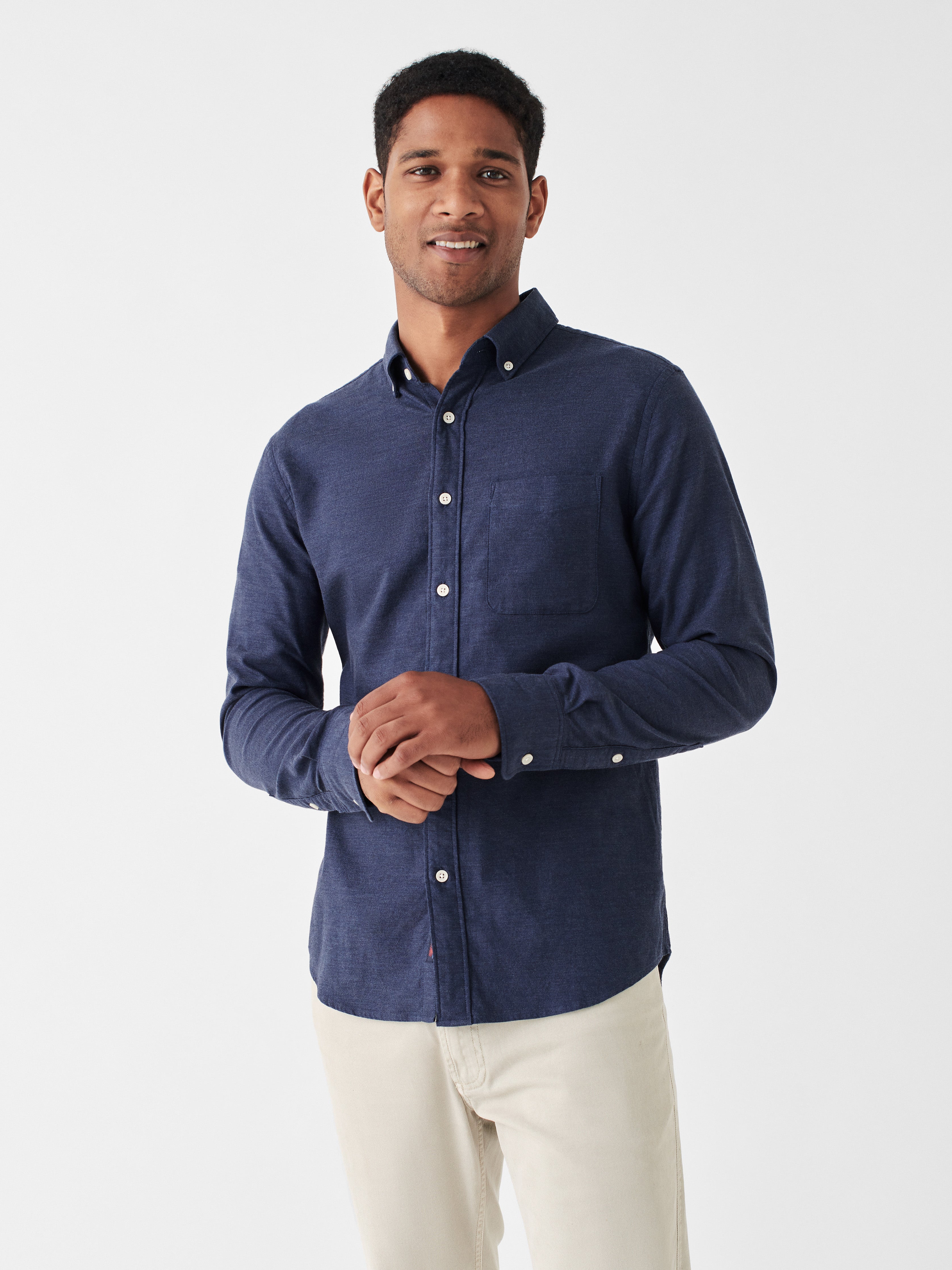 Stretch Oxford Shirt - Navy