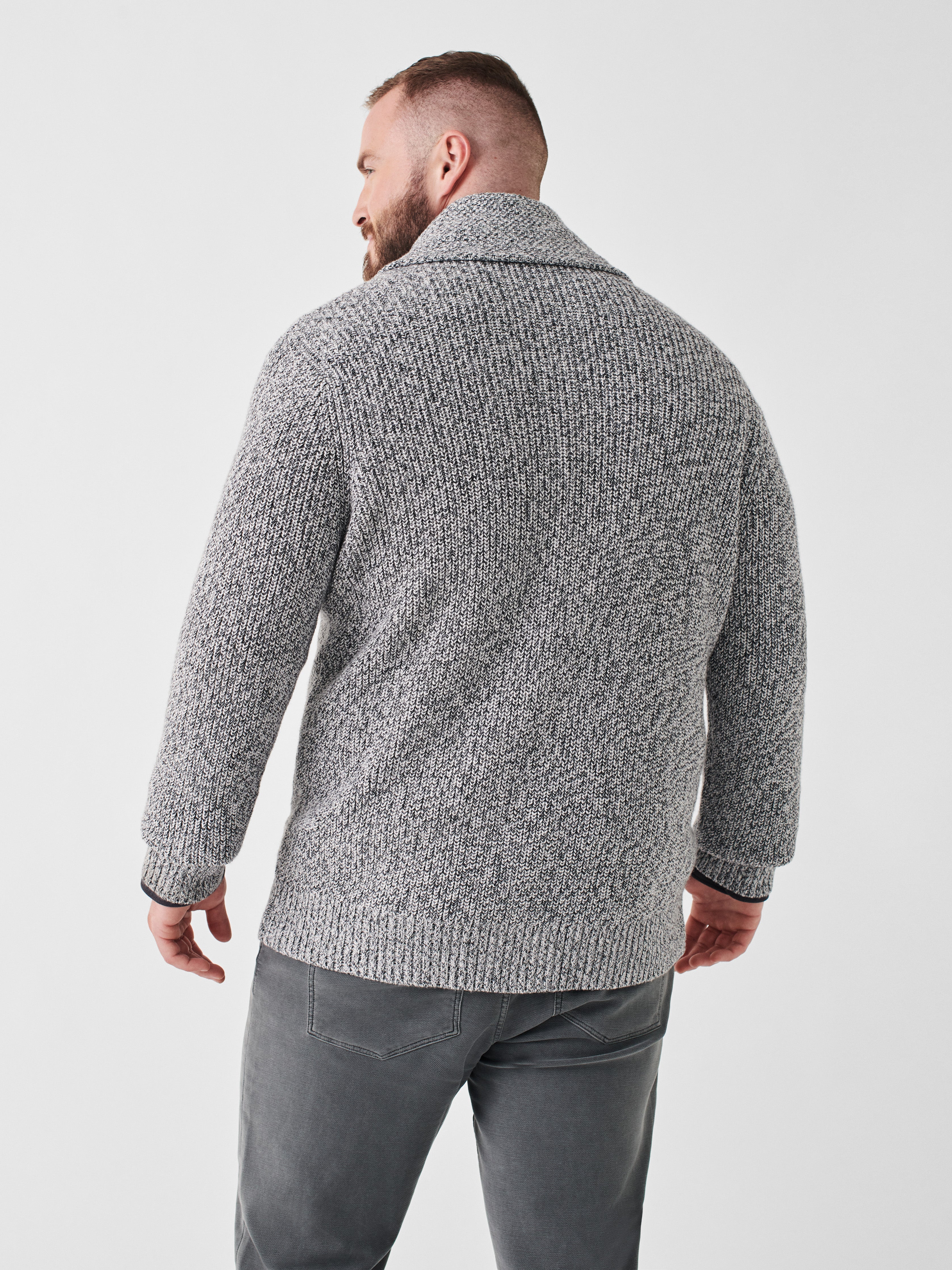 Marled Cotton Cardigan - Light Grey Marl