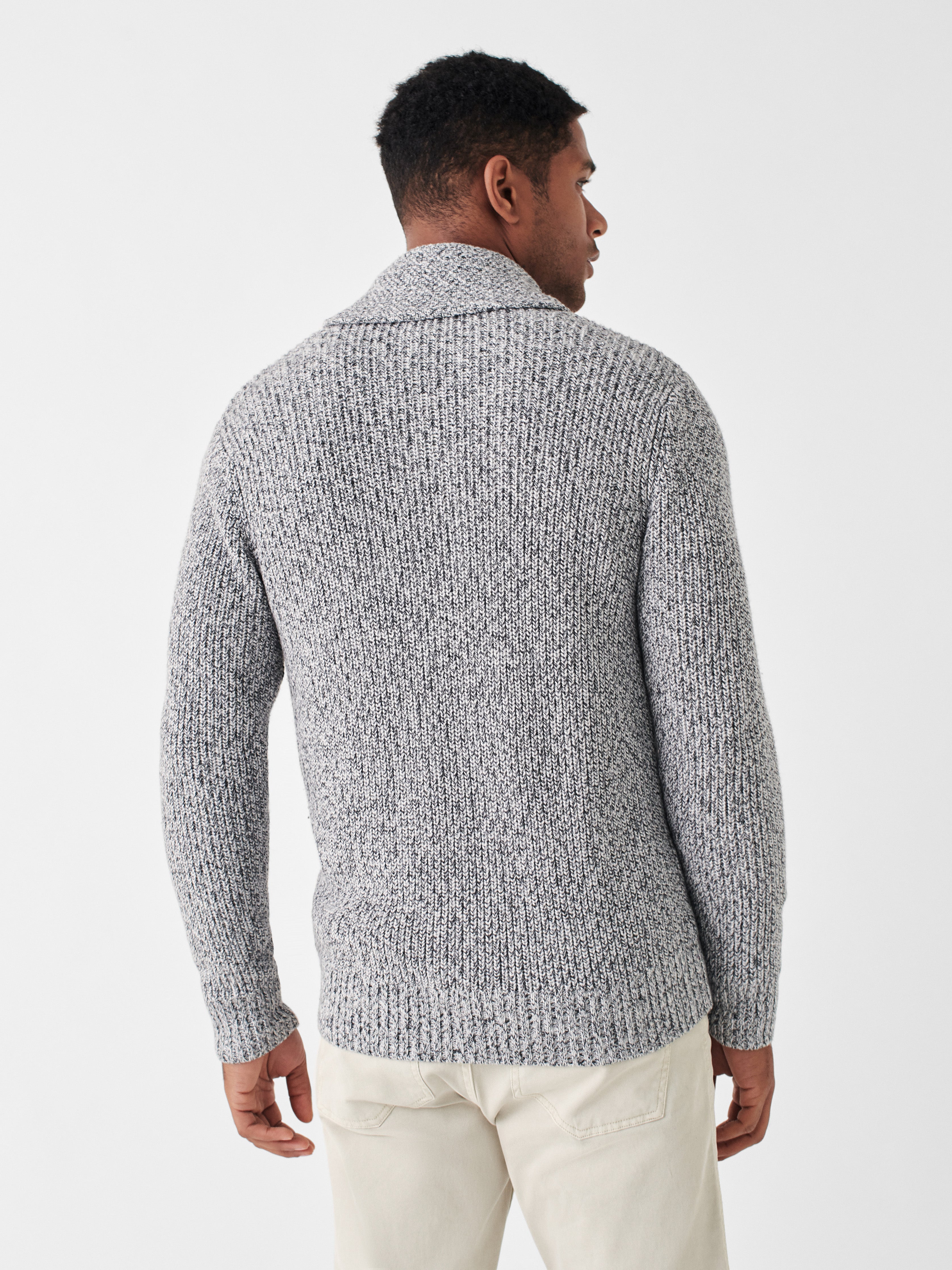Marled Cotton Cardigan - Light Grey Marl