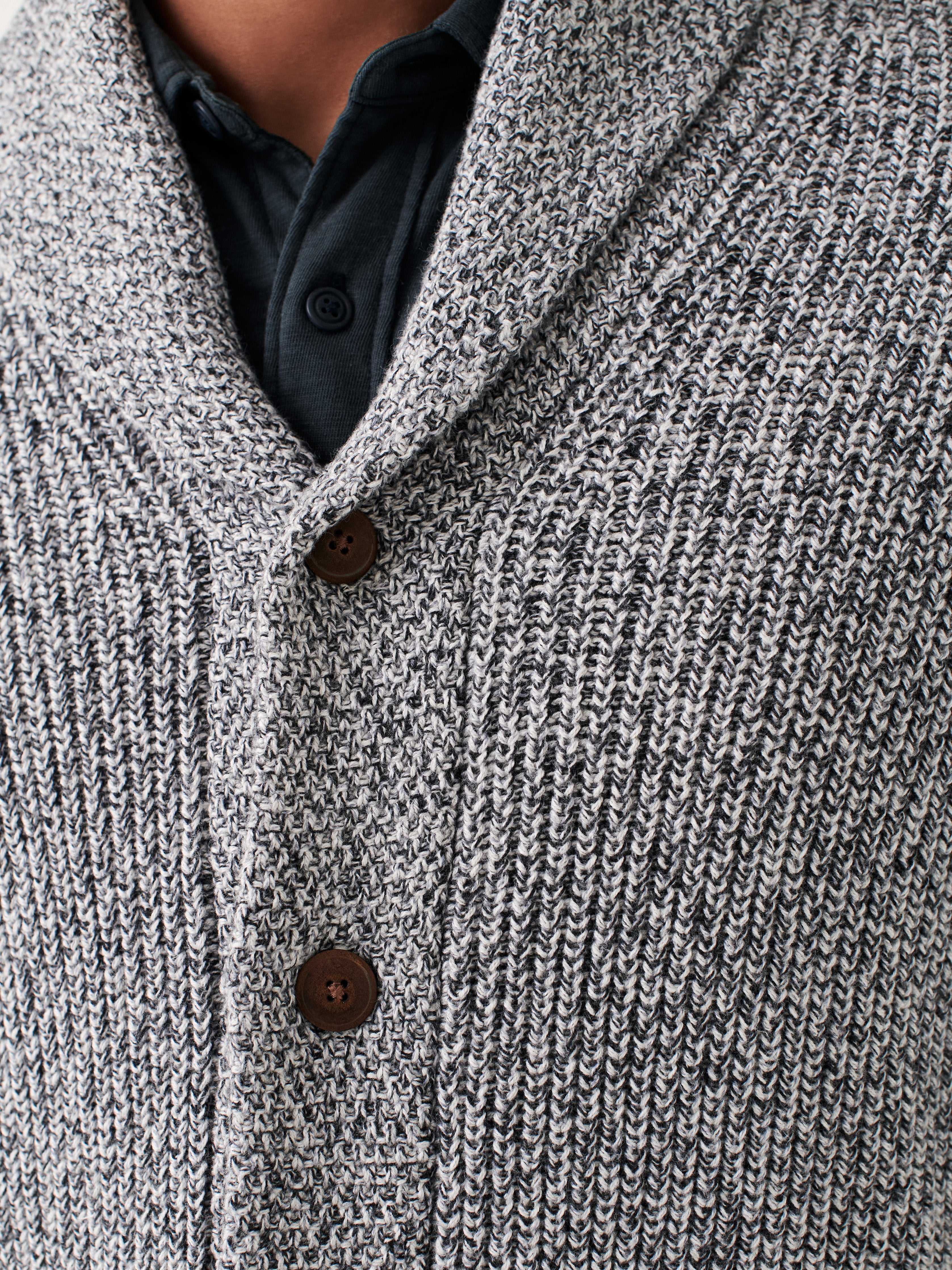 Marled Cotton Cardigan - Light Grey Marl