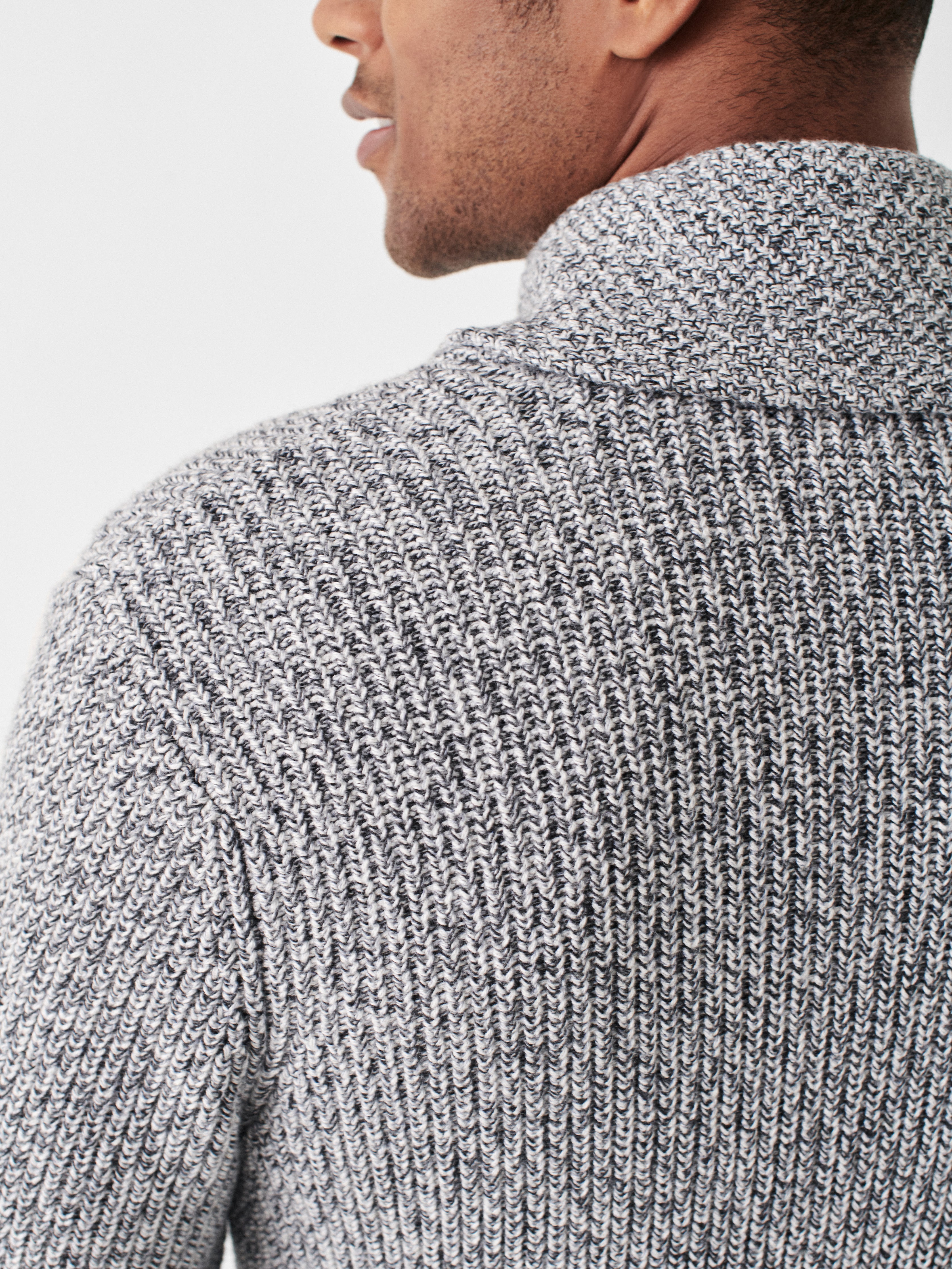 Marled Cotton Cardigan - Light Grey Marl