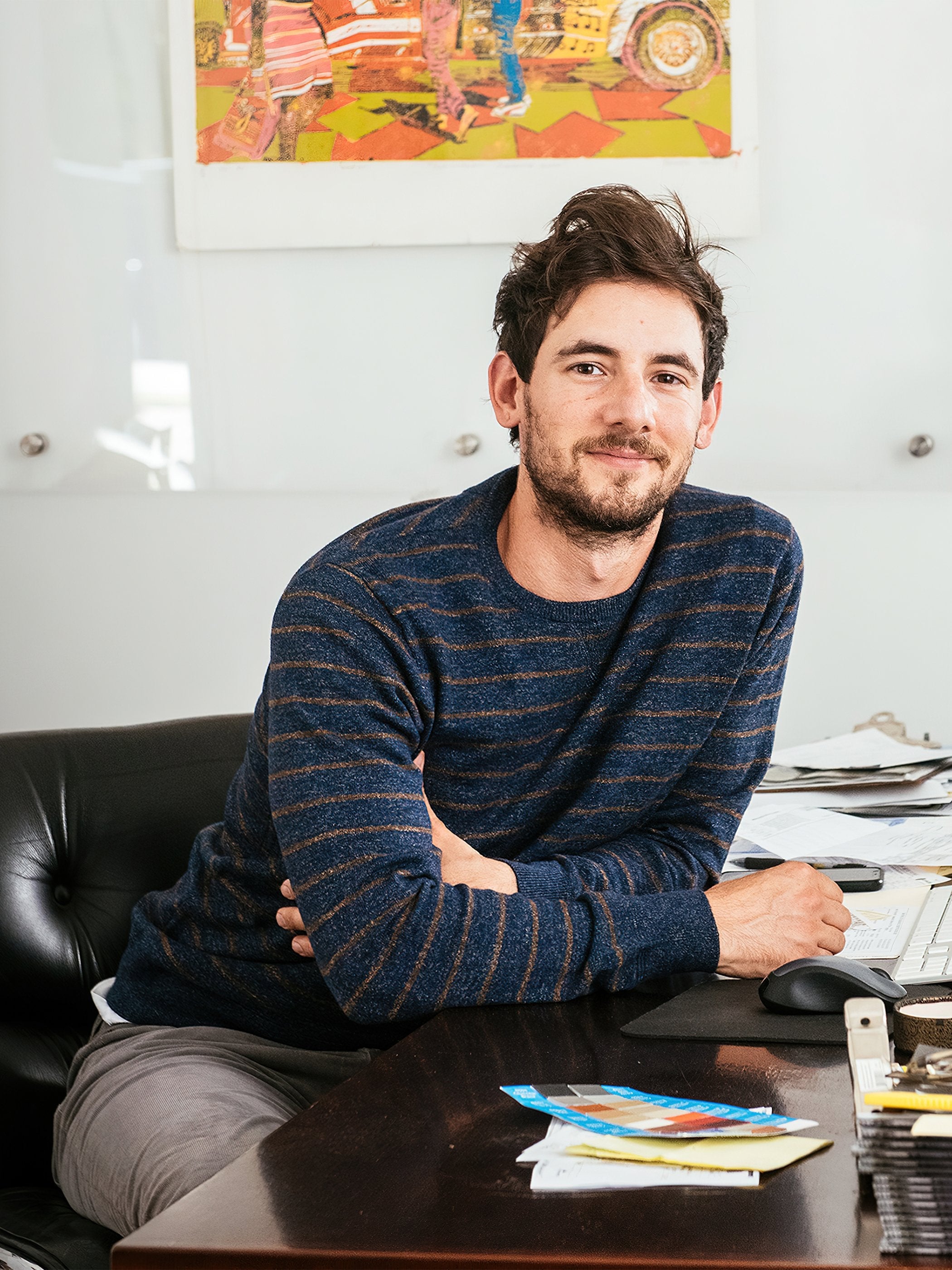 Striped Sconset Crew - Navy/Chestnut Stripe