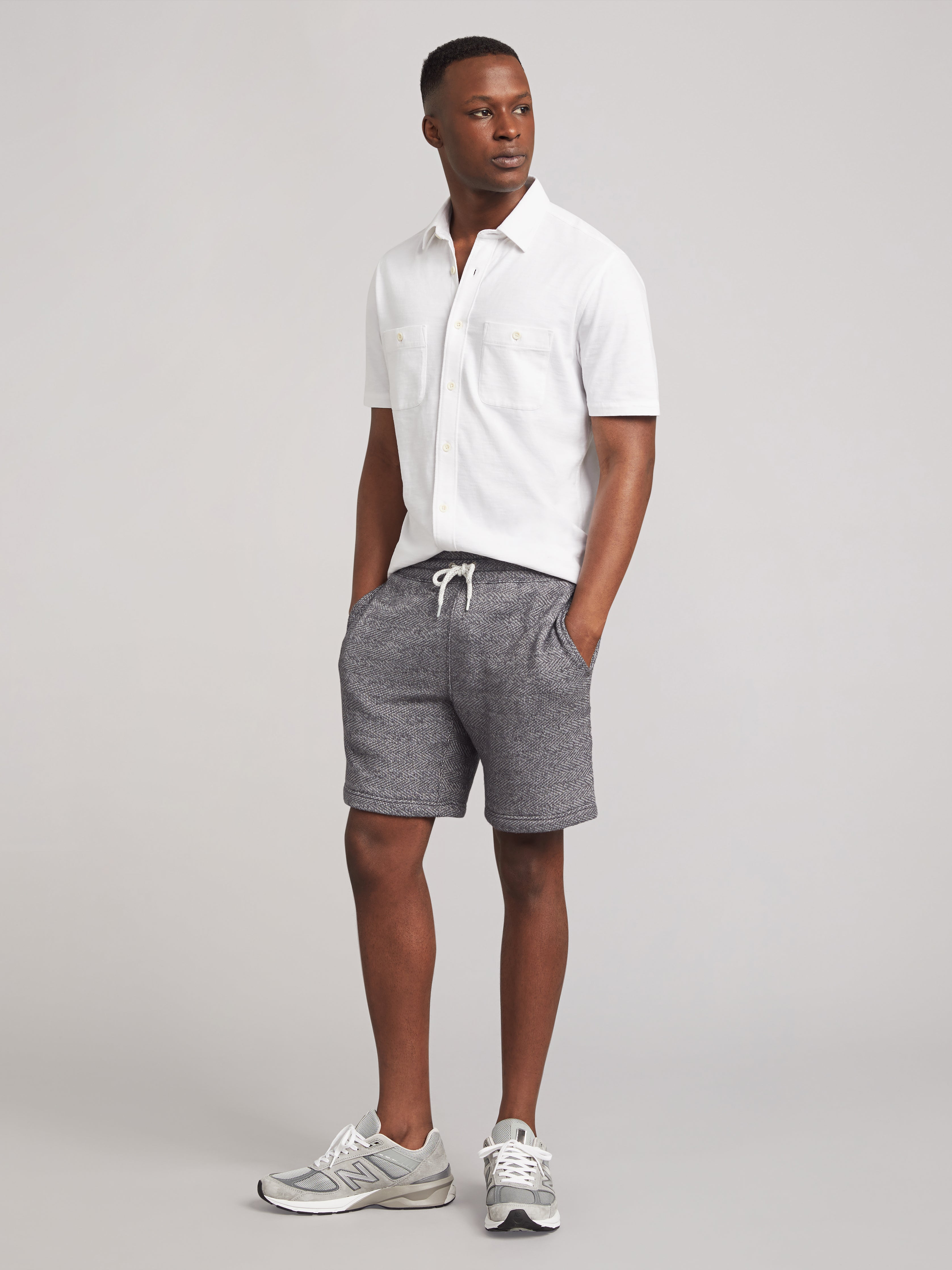 Short-Sleeve Knit Seasons Shirt - White