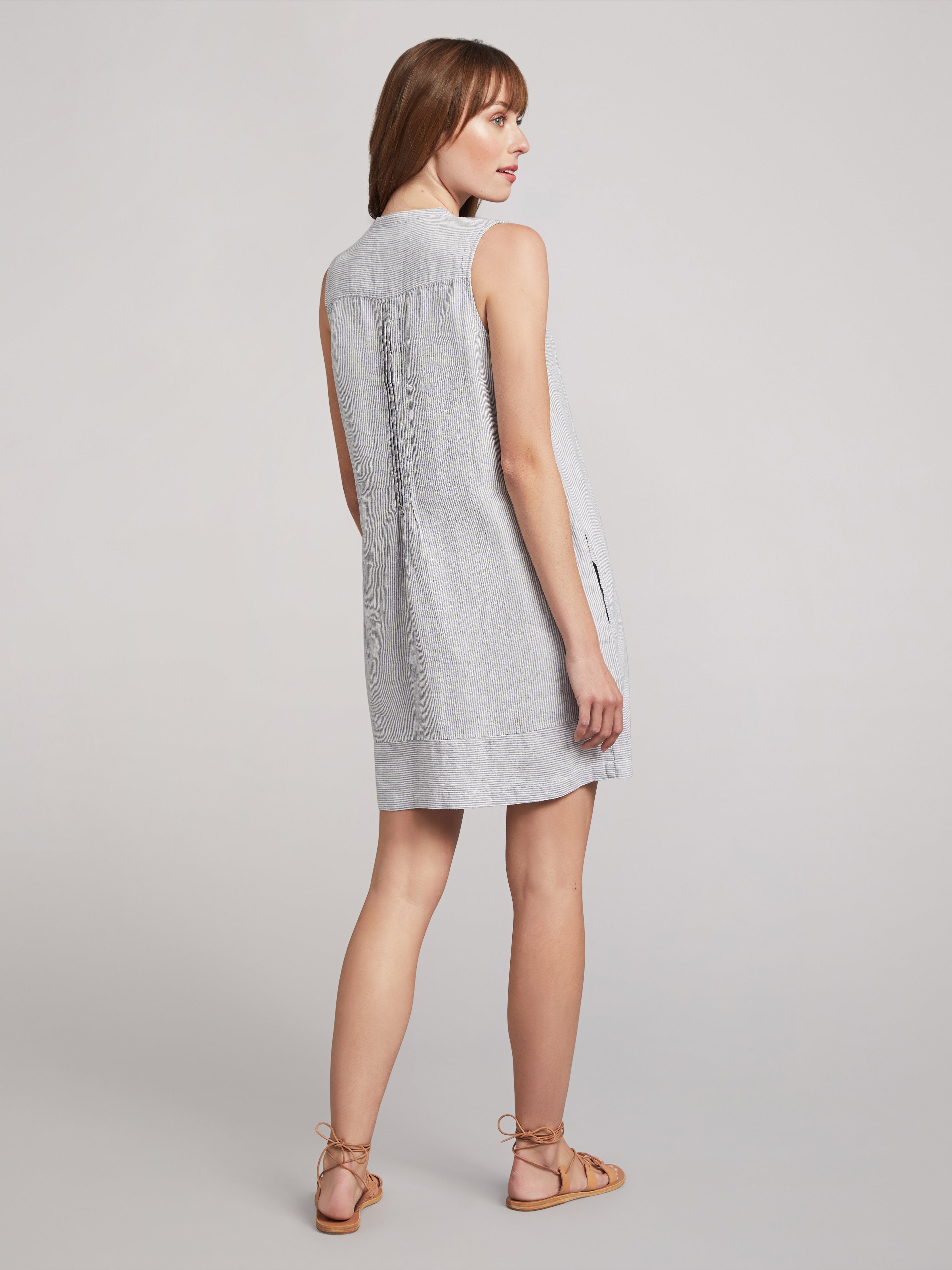 Isha Dress - Blue Mini Stripe