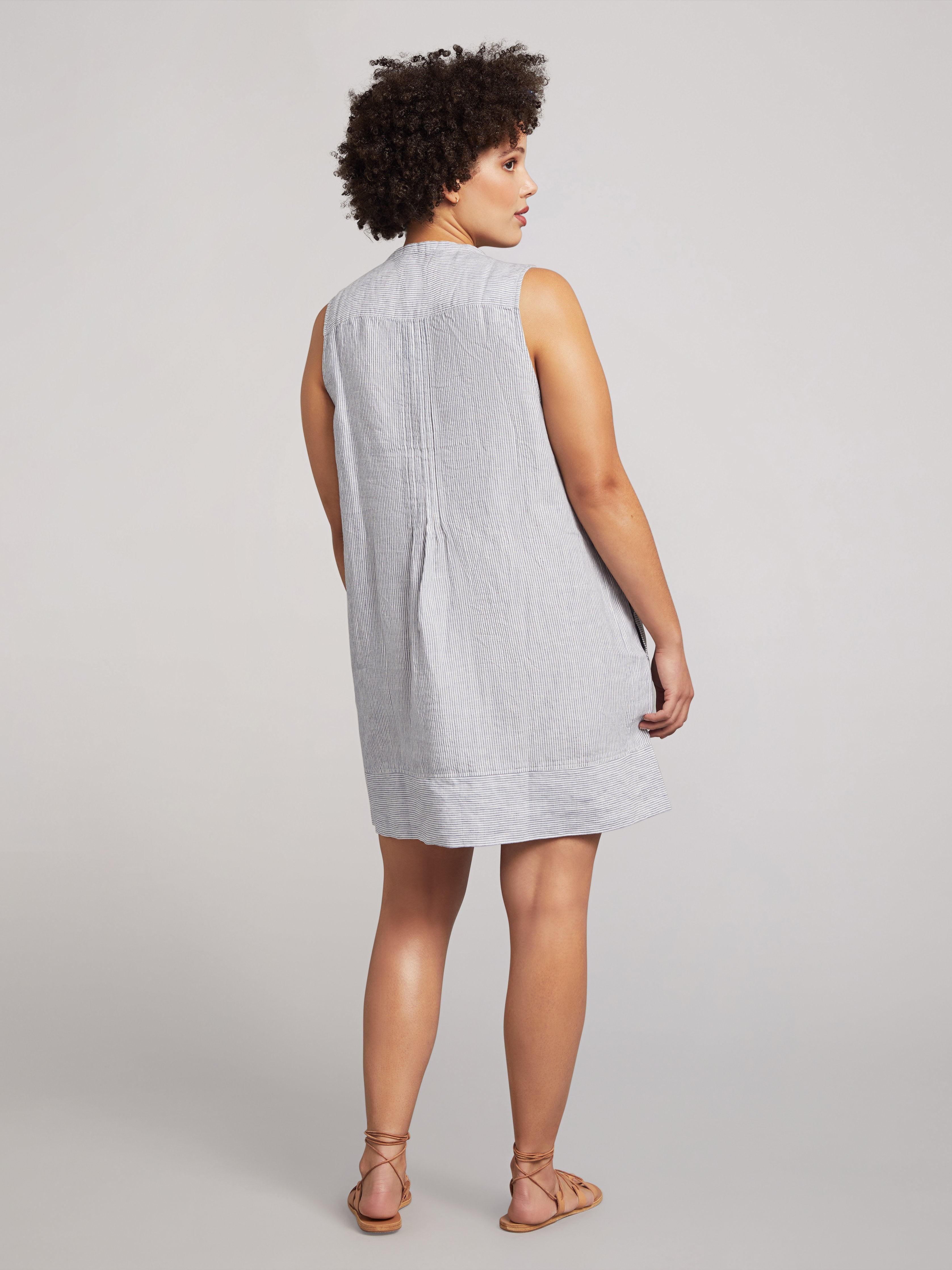 Isha Dress - Blue Mini Stripe