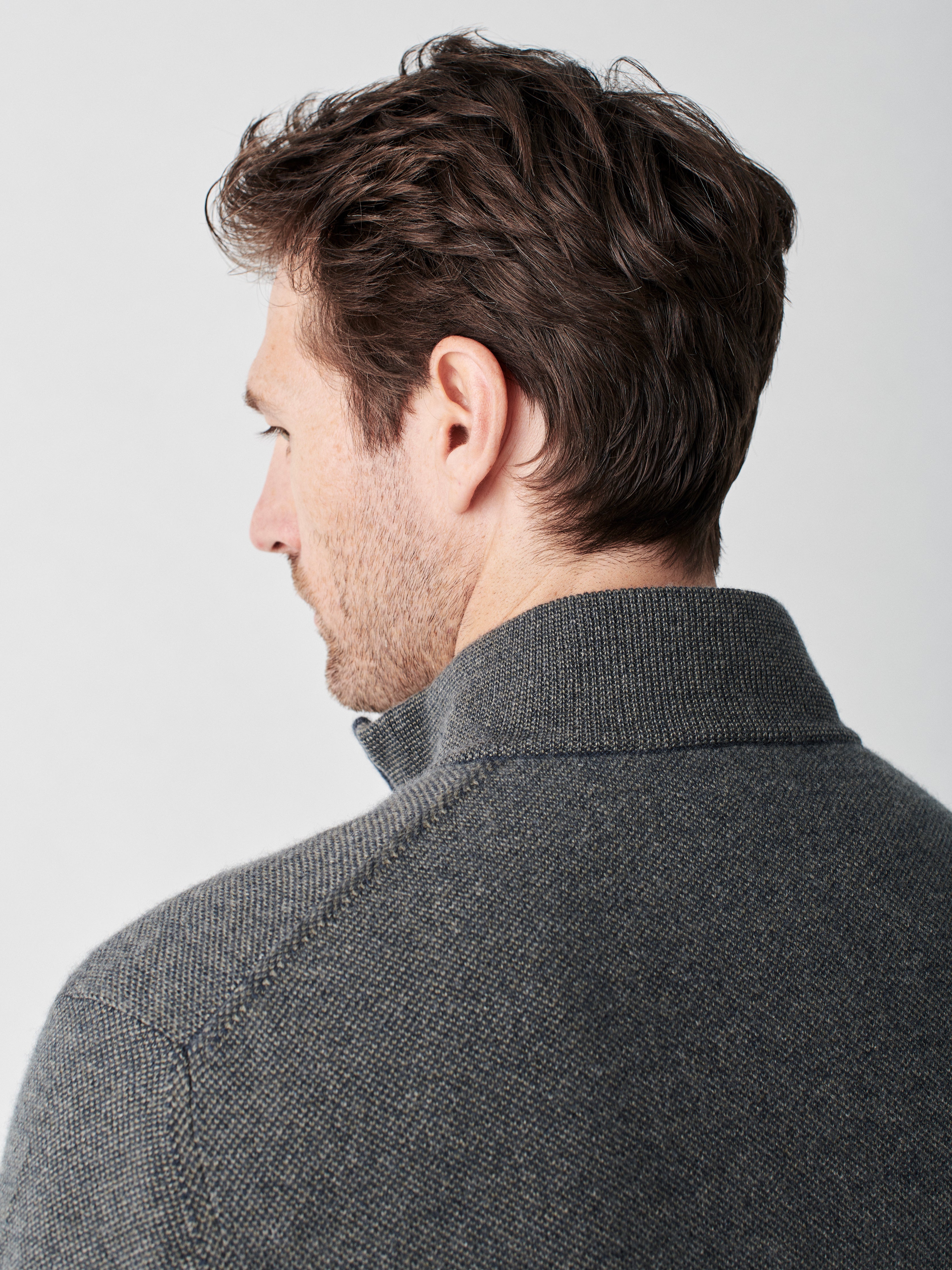 Reserve Cashmere Quarter Zip - Charcoal/Olive Marl