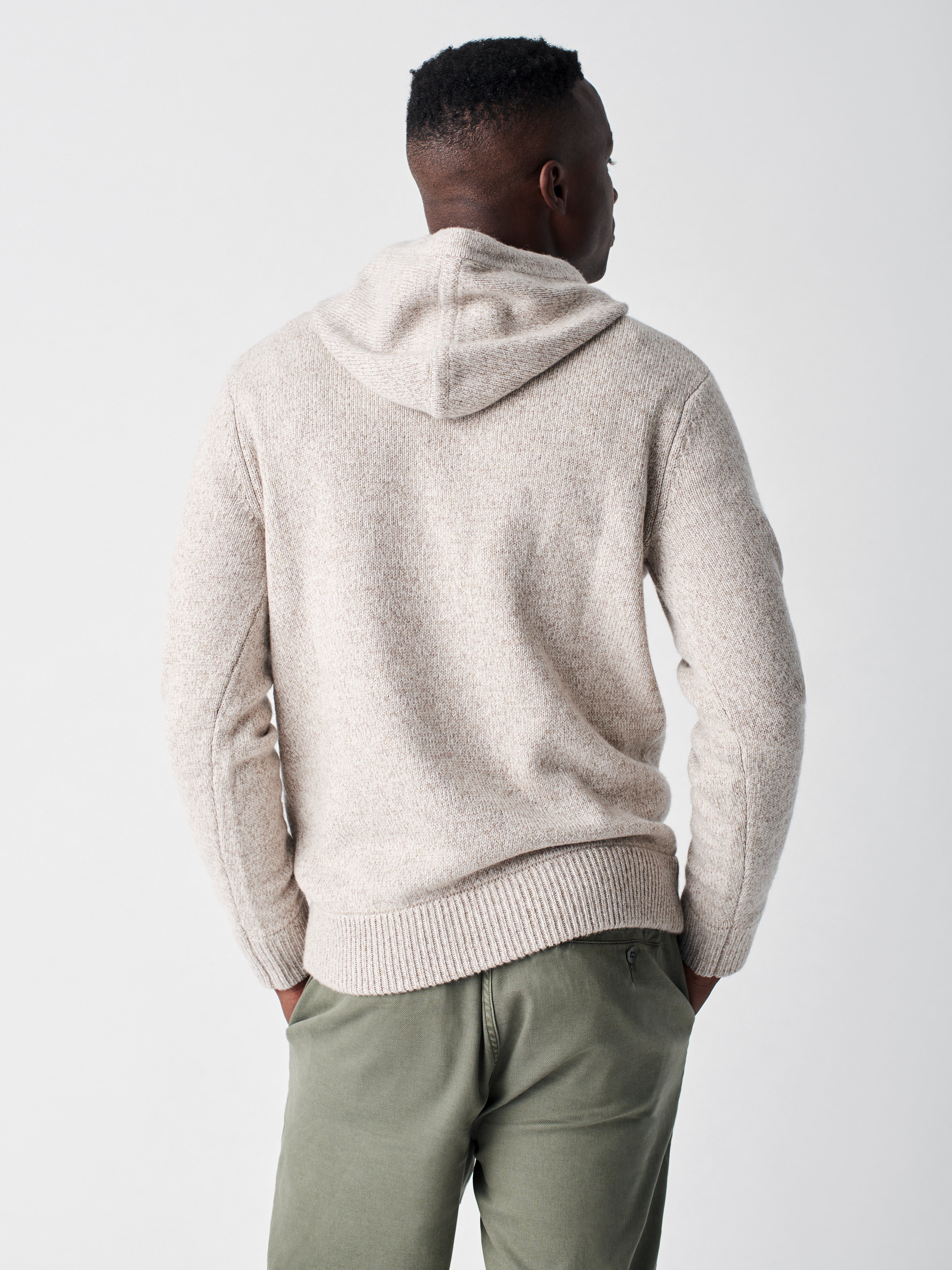 Cashmere Wool Marled Hoodie - Oatmeal Marl