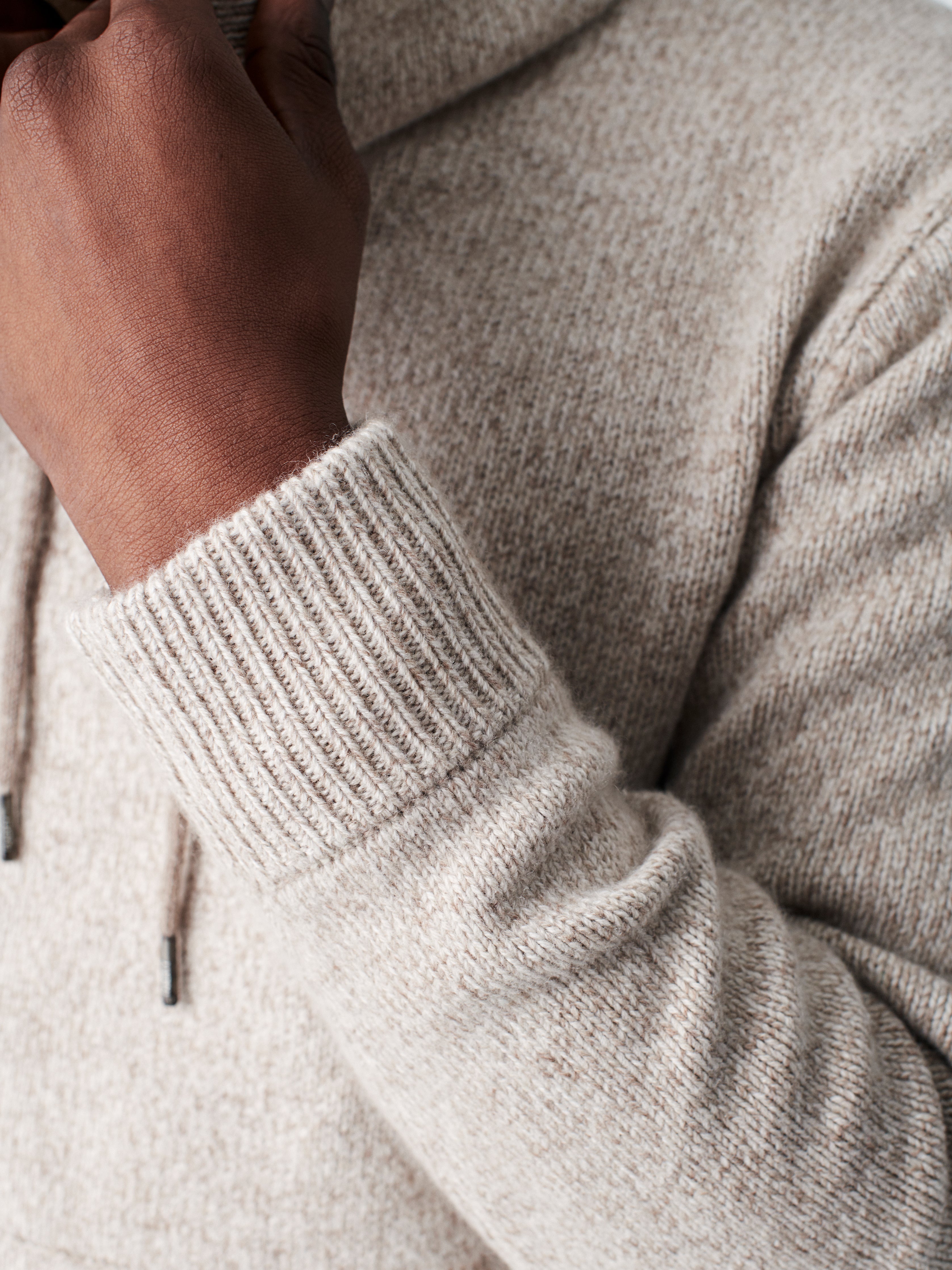 Cashmere Wool Marled Hoodie - Oatmeal Marl