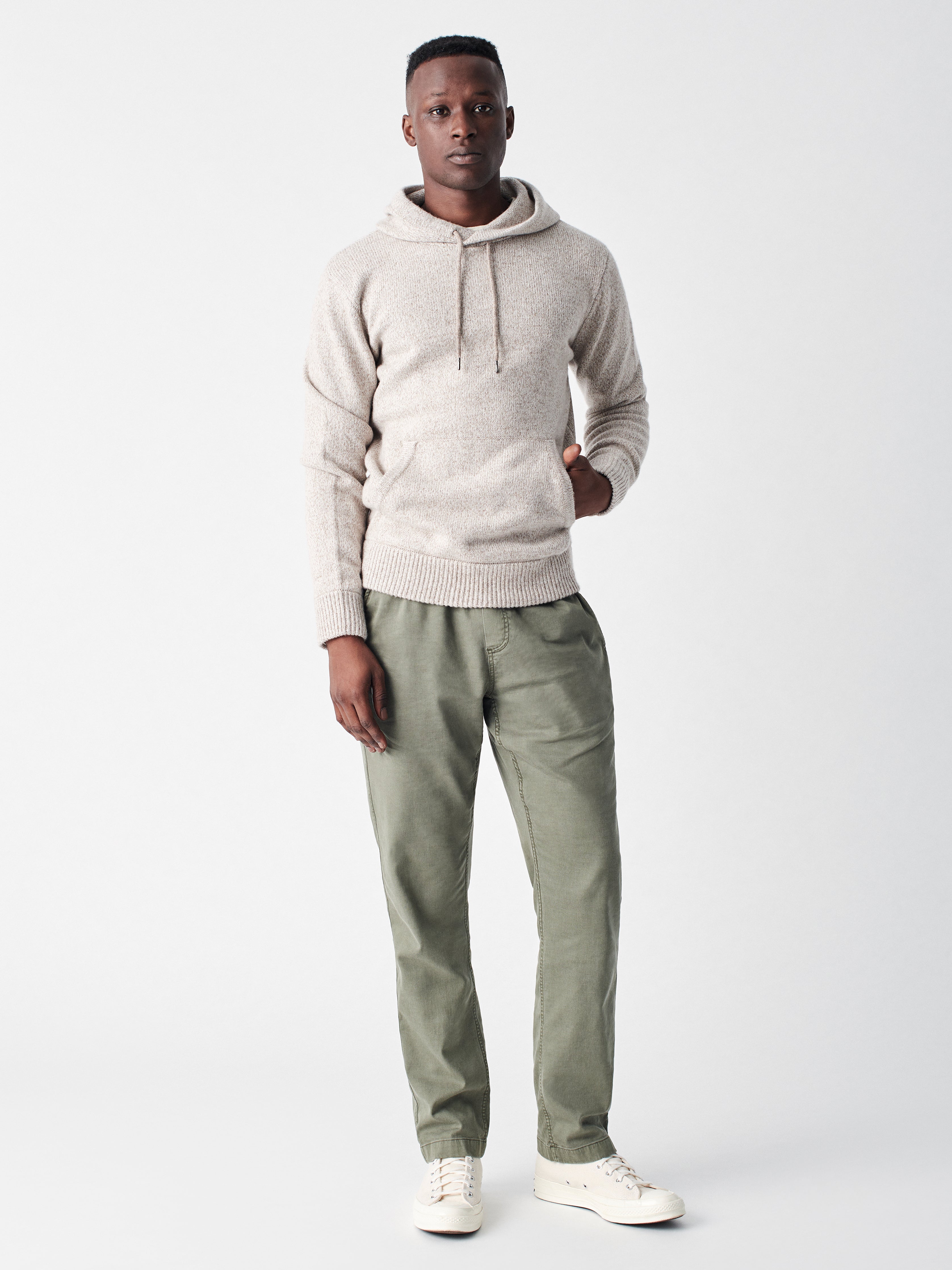Cashmere Wool Marled Hoodie - Oatmeal Marl