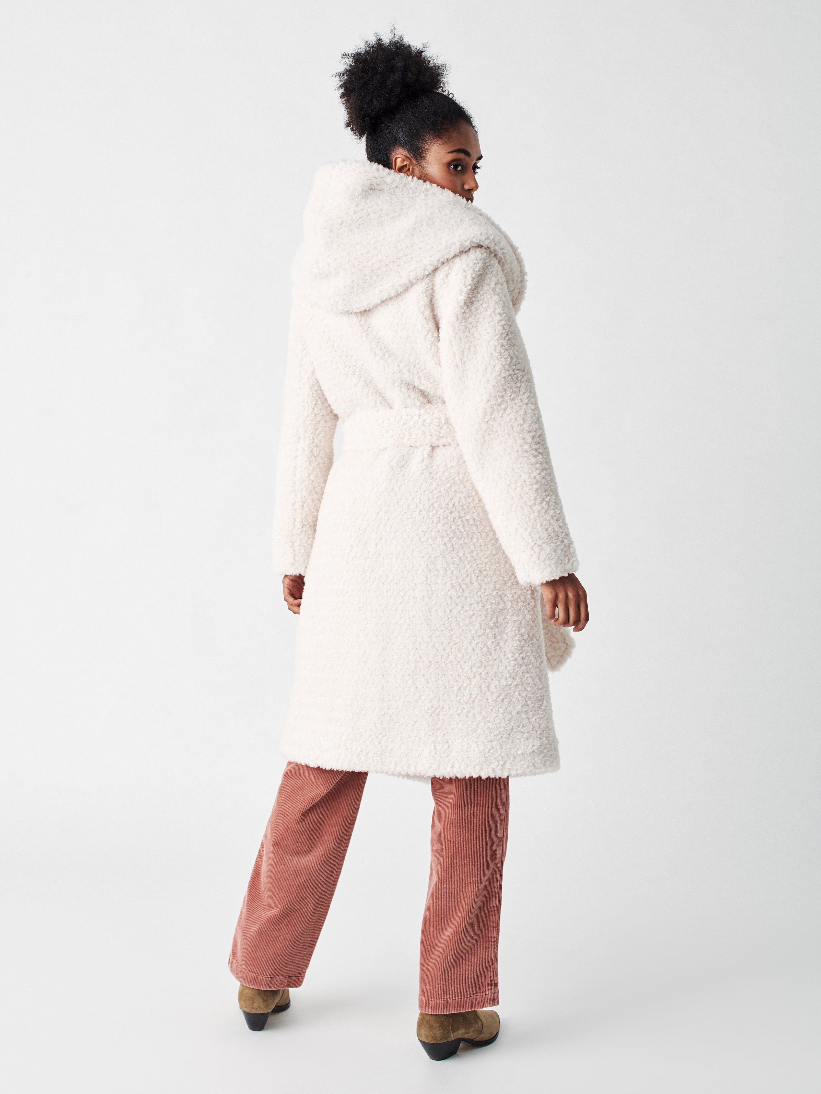 Wonderland High Pile Fleece Robe Coat - Froth