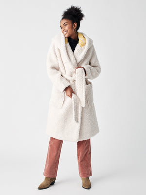 Wonderland High Pile Fleece Robe Coat - Froth
