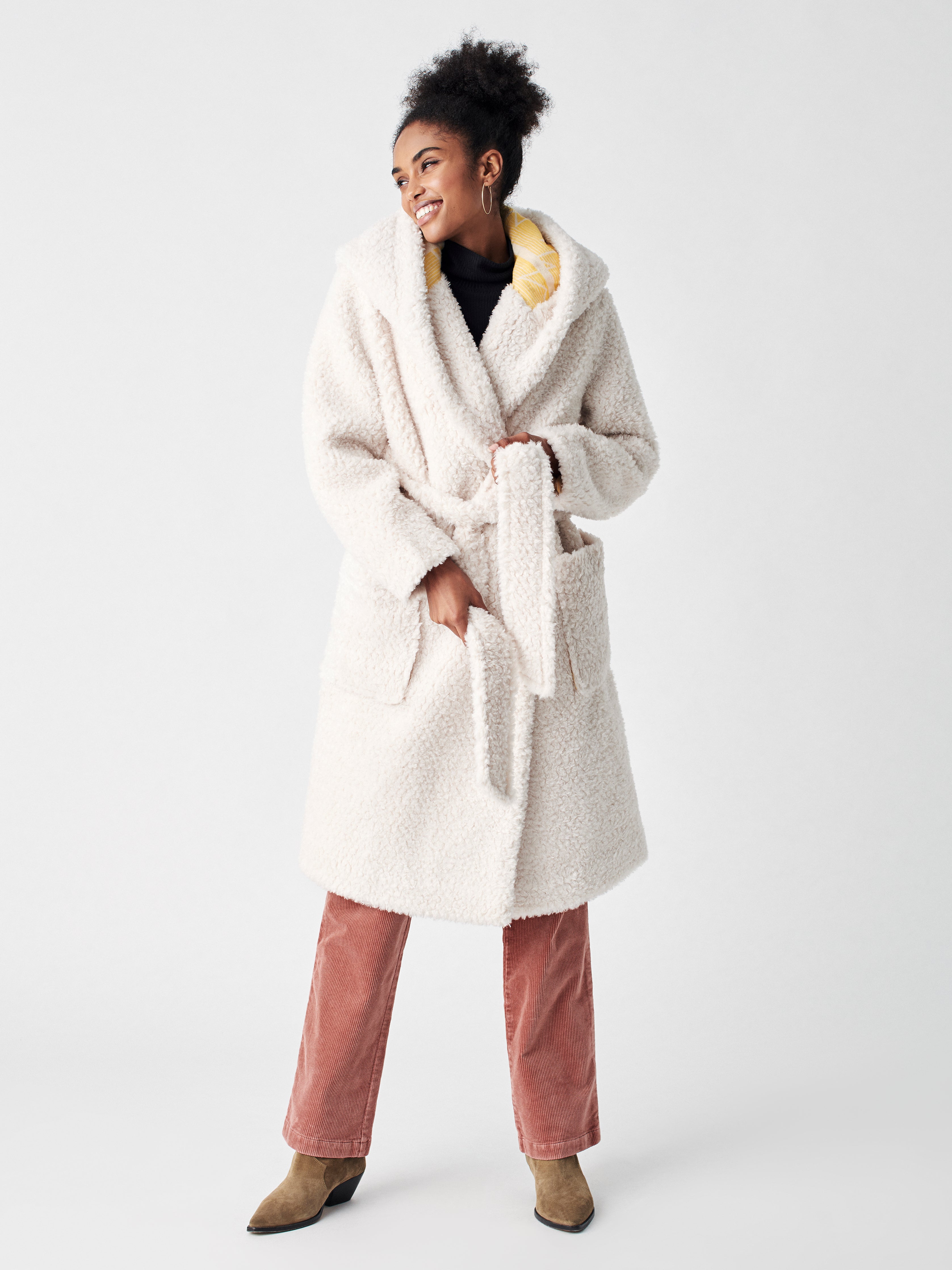 Wonderland High Pile Fleece Robe Coat - Froth