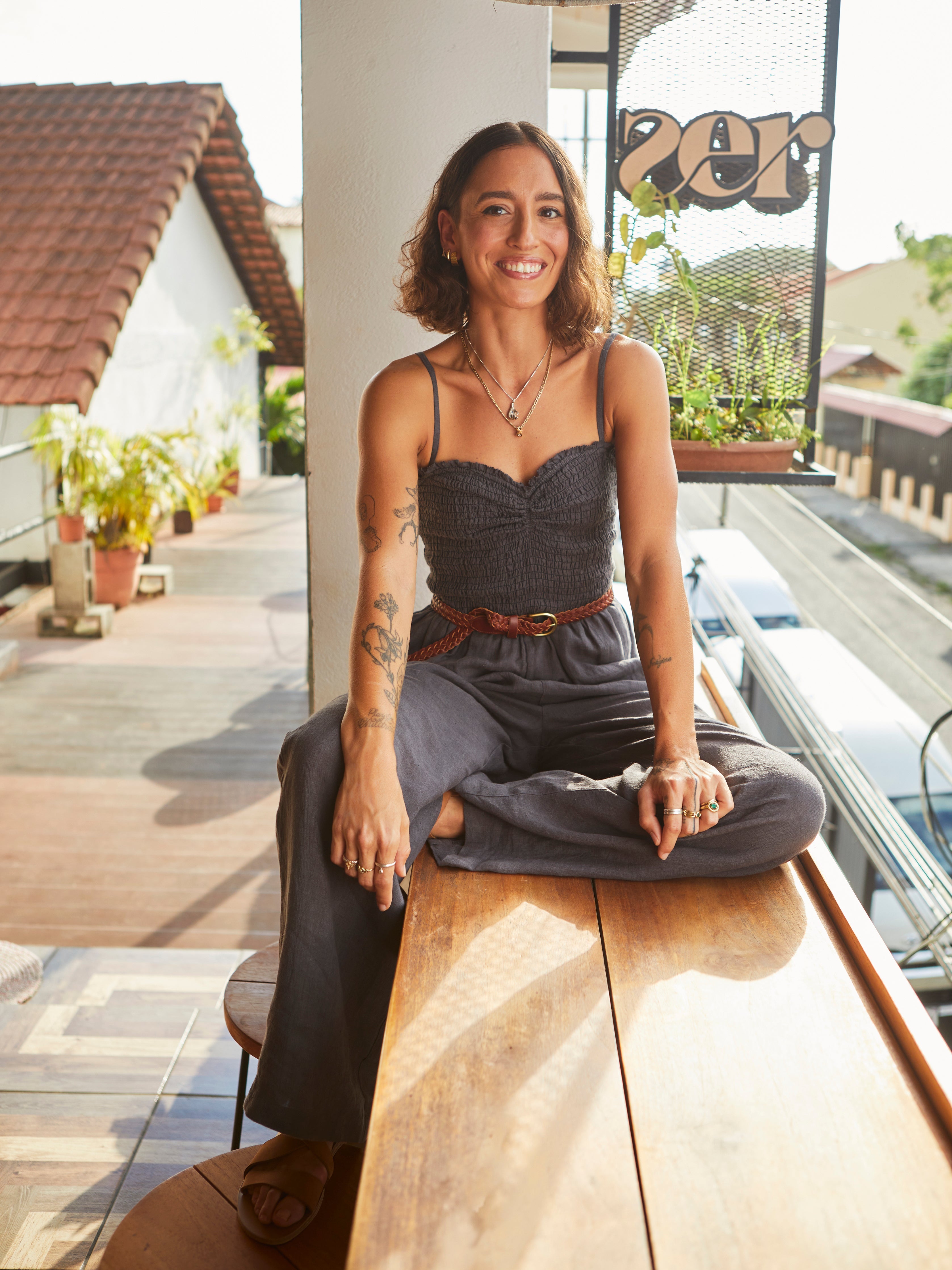 Mandy Linen Smocked Jumpsuit - Washed Black