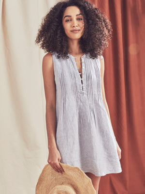 Isha Dress - Blue Mini Stripe