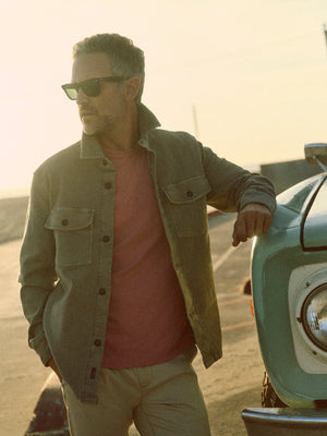 Stretch Terry Shirt Jacket - Faded Olive