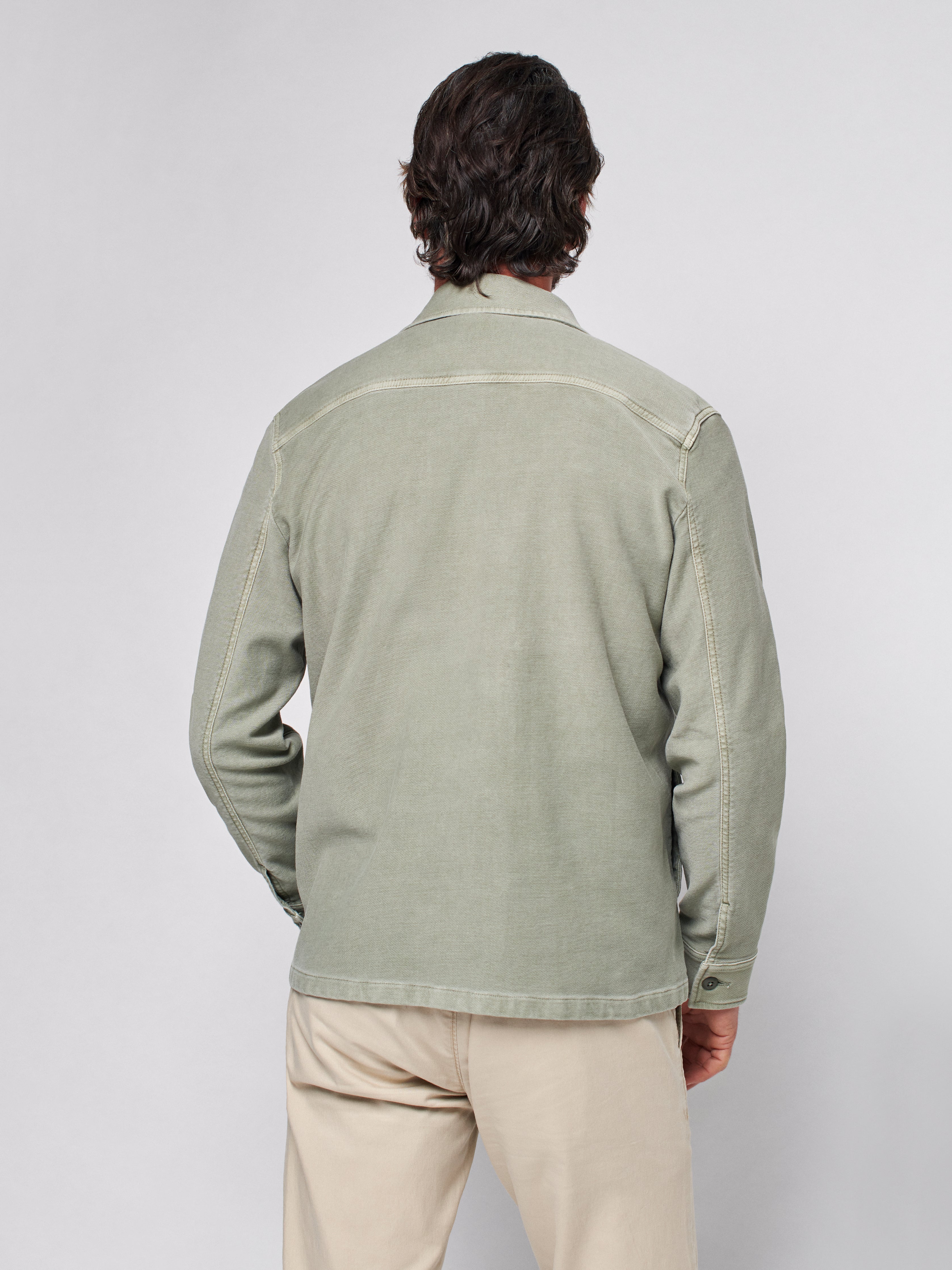 Stretch Terry Shirt Jacket - Faded Olive